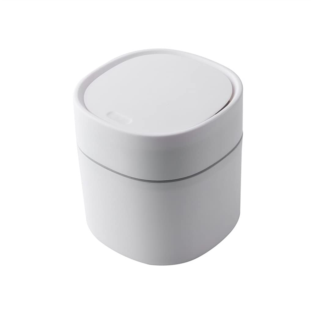 Mini Small Waste Bin - 16CM White Desktop Garbage Basket for Home, Office & Table | Plastic Trash Can for Paper, Snacks & Office Supplies | Compact Dustbin for Workspace, Bedroom & Study Area