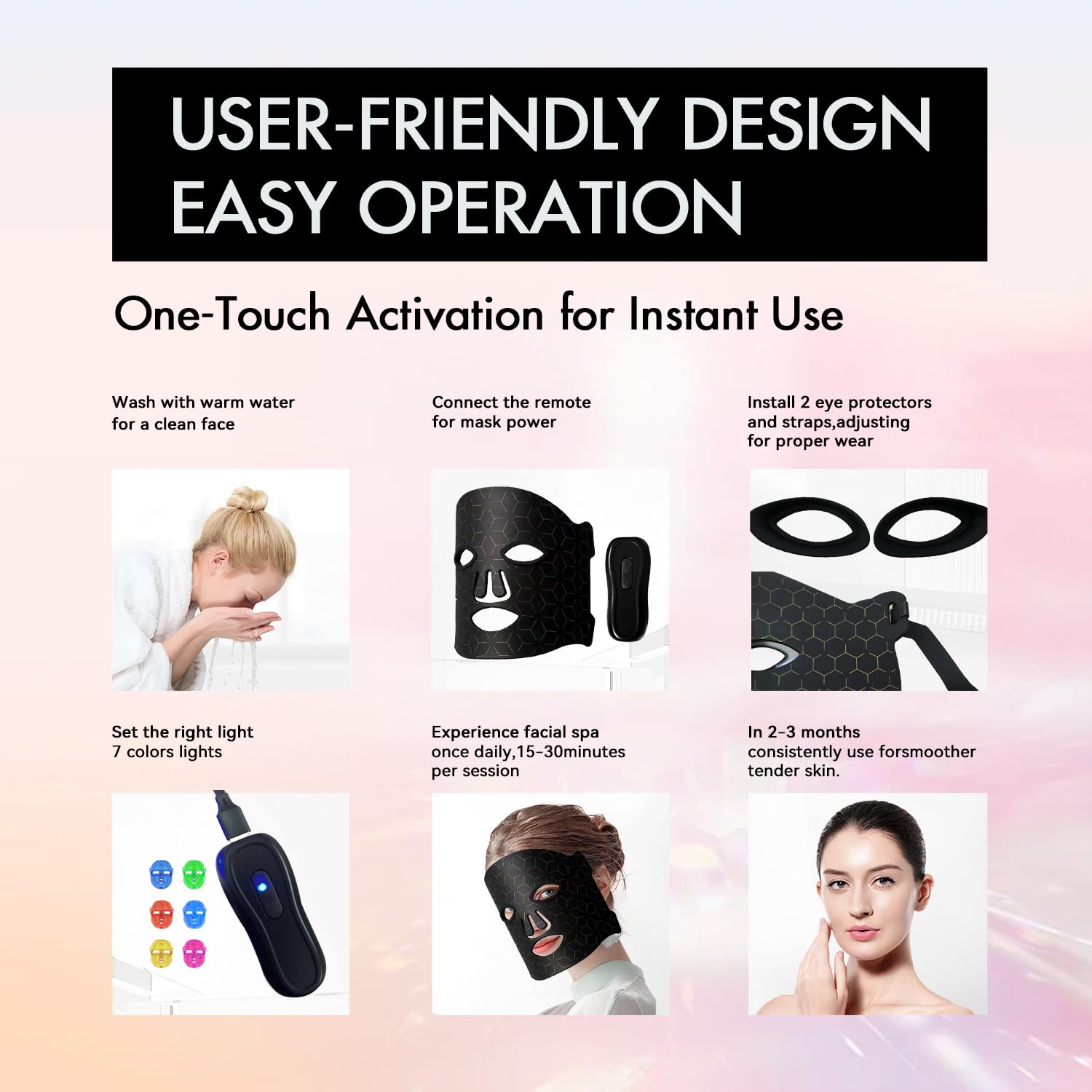 LED Light Therapy Facial Mask - Red & 7-Color Photon Skin Care Device for Acne Reduction, Anti-Aging & Wrinkle Treatment | FSA/HSA Eligible | Perfect for Home Spa, Dermatologist-Recommended Skin Rejuvenation & Daily Skincare Routine