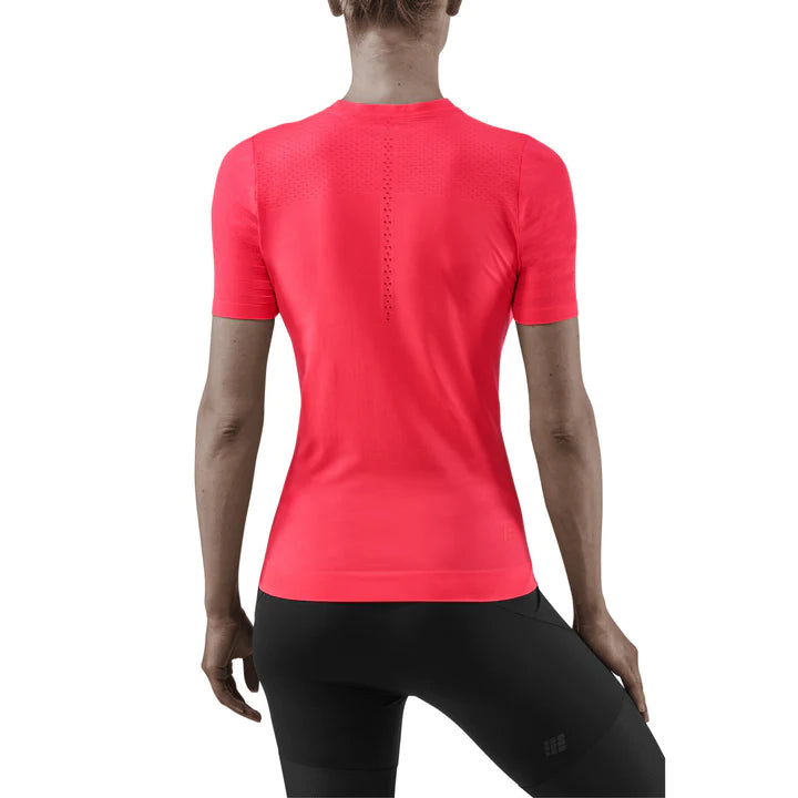 CEP Women's Run Ultralight Short Sleeve Shirt - Breathable Moisture-Wicking Running Top in Pink | Perfect for Jogging, Gym Workouts & Outdoor Activities