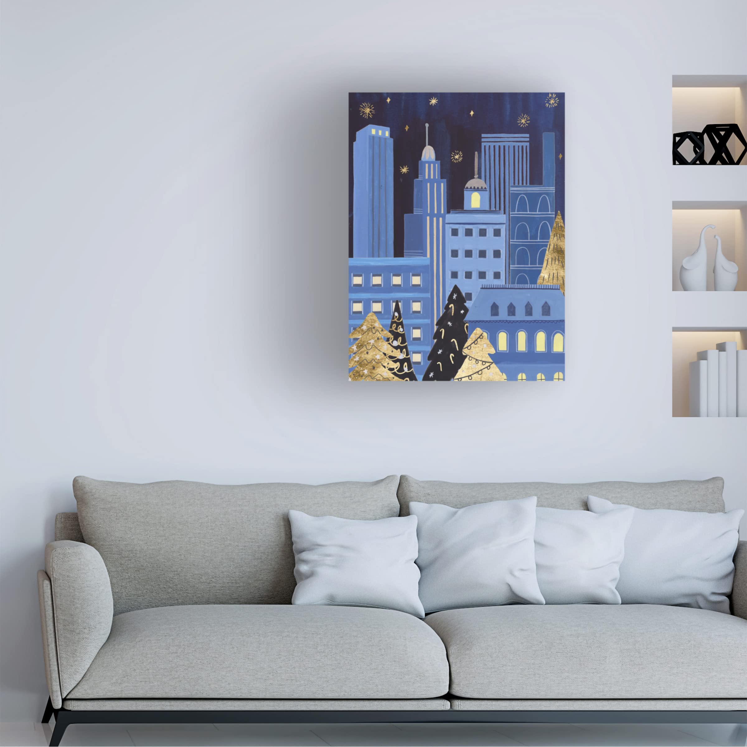Trademark Fine Art 'Holiday Night IV' Canvas Wall Art by Melissa Wang - Perfect for Living Room, Bedroom & Office Decor