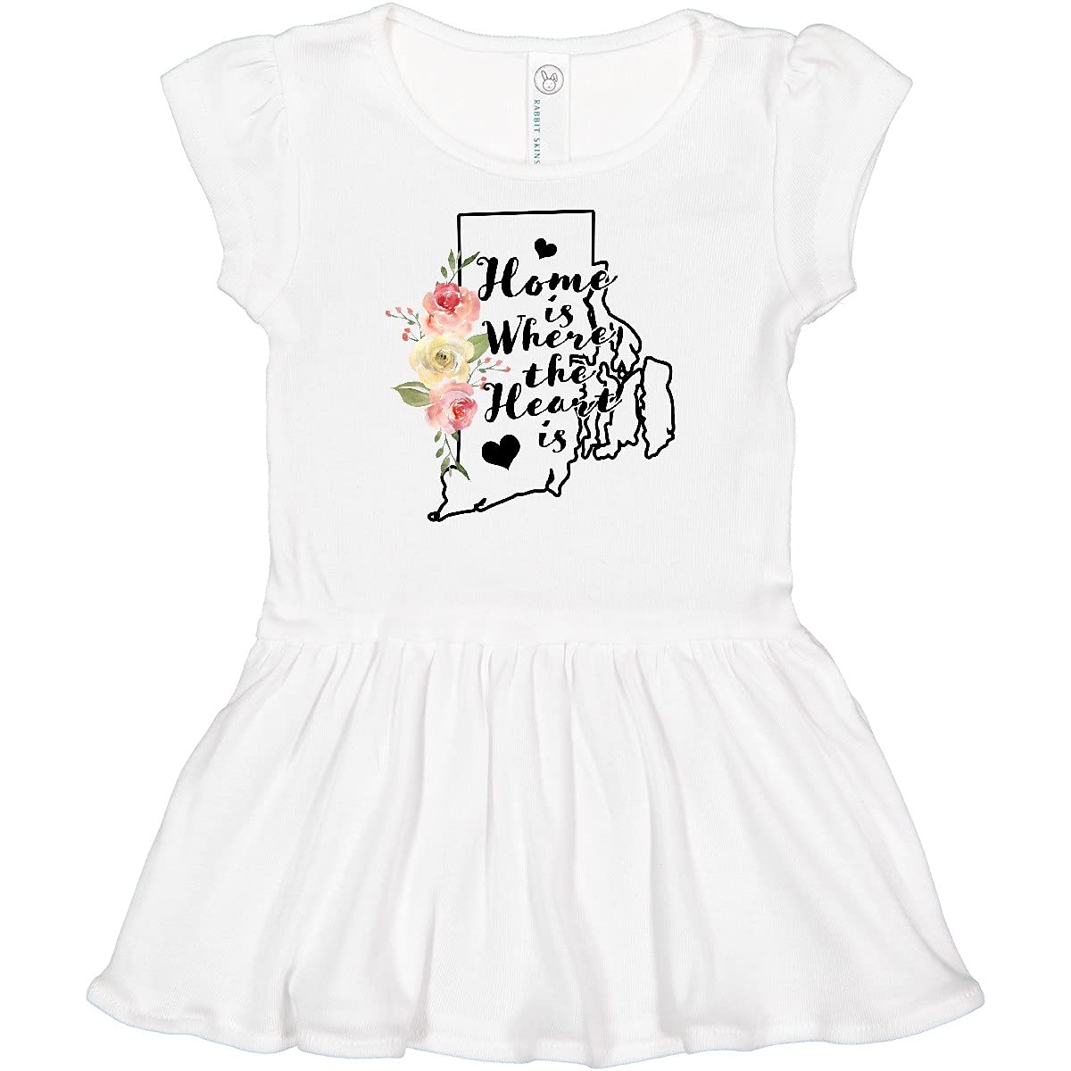 Inktastic Rhode Island Home is Where The Heart is Watercolor Print Infant Dress - Perfect for Baby Showers, Family Photos & Casual Outings