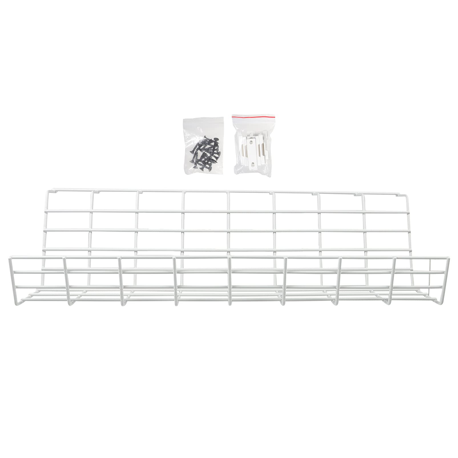 FRCOLOR Under Desk Cable Management Tray - Heavy Duty Metal Wire Organizer Rack for Computer & Office (White) | Perfect for Home Office, Gaming Setup & Workspace Organization