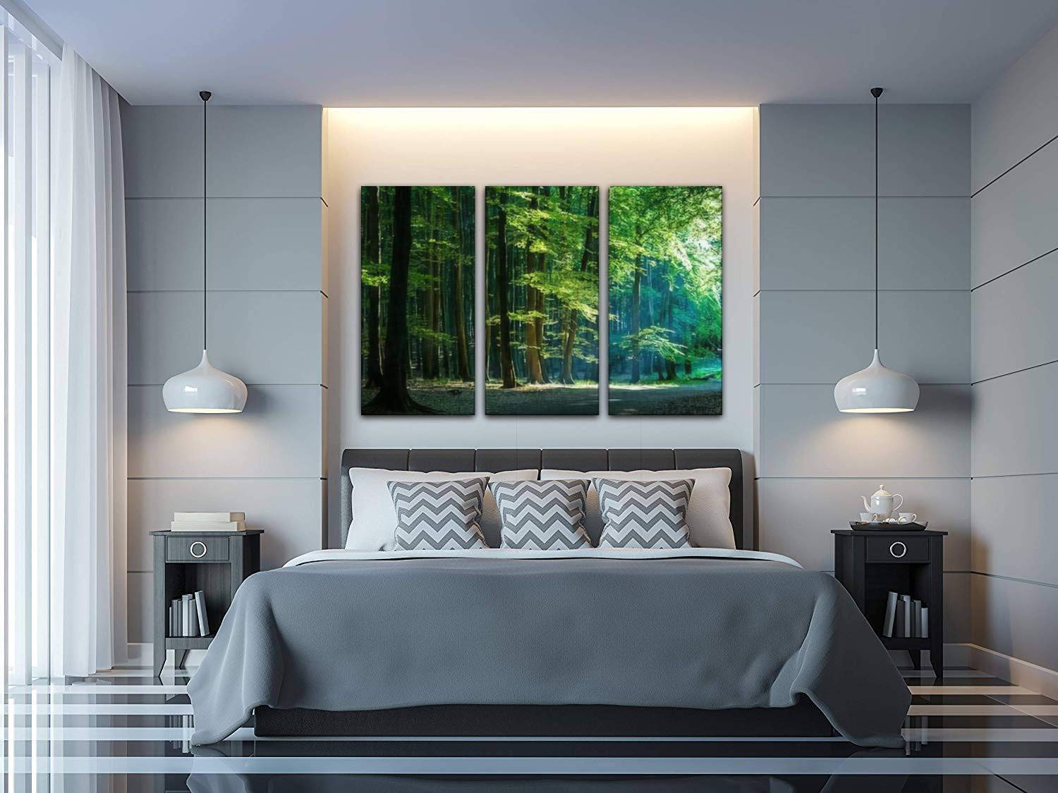Blaverr Beech Forest Canvas Wall Art - 3 Panels for Living Room & Bedroom Decor