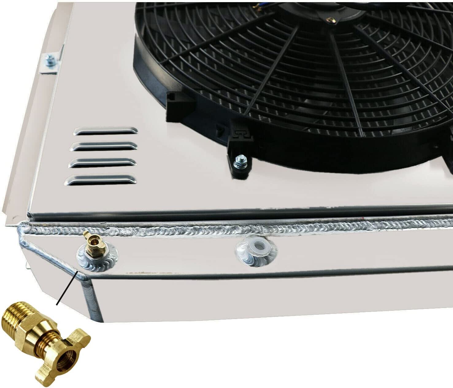 62MM All Aluminum Radiator for 1953-1956 Ford F100 F250 F350 Pickup Trucks - Compatible with L6 & V8 Engines, 4-Row Cooling System with Electric Fan Shroud & Thermostat Kit - Perfect for Classic Truck Restoration & Hot Rod Upgrades