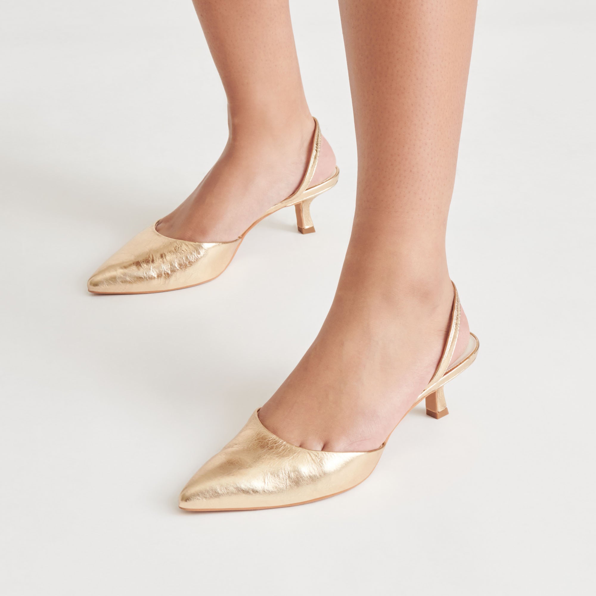 CORSA Women's Gold Distressed Leather Heels - Comfortable High Heel Pumps for Party, Wedding & Evening Events
