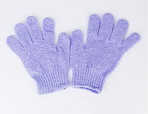 Nine Pandas Dual Texture Exfoliating Bath Gloves - Purple Body Scrub Mitts for Shower, Spa & Massage (Pack of 2) | Deep Cleansing & Skin Renewal for Smooth, Glowing Skin