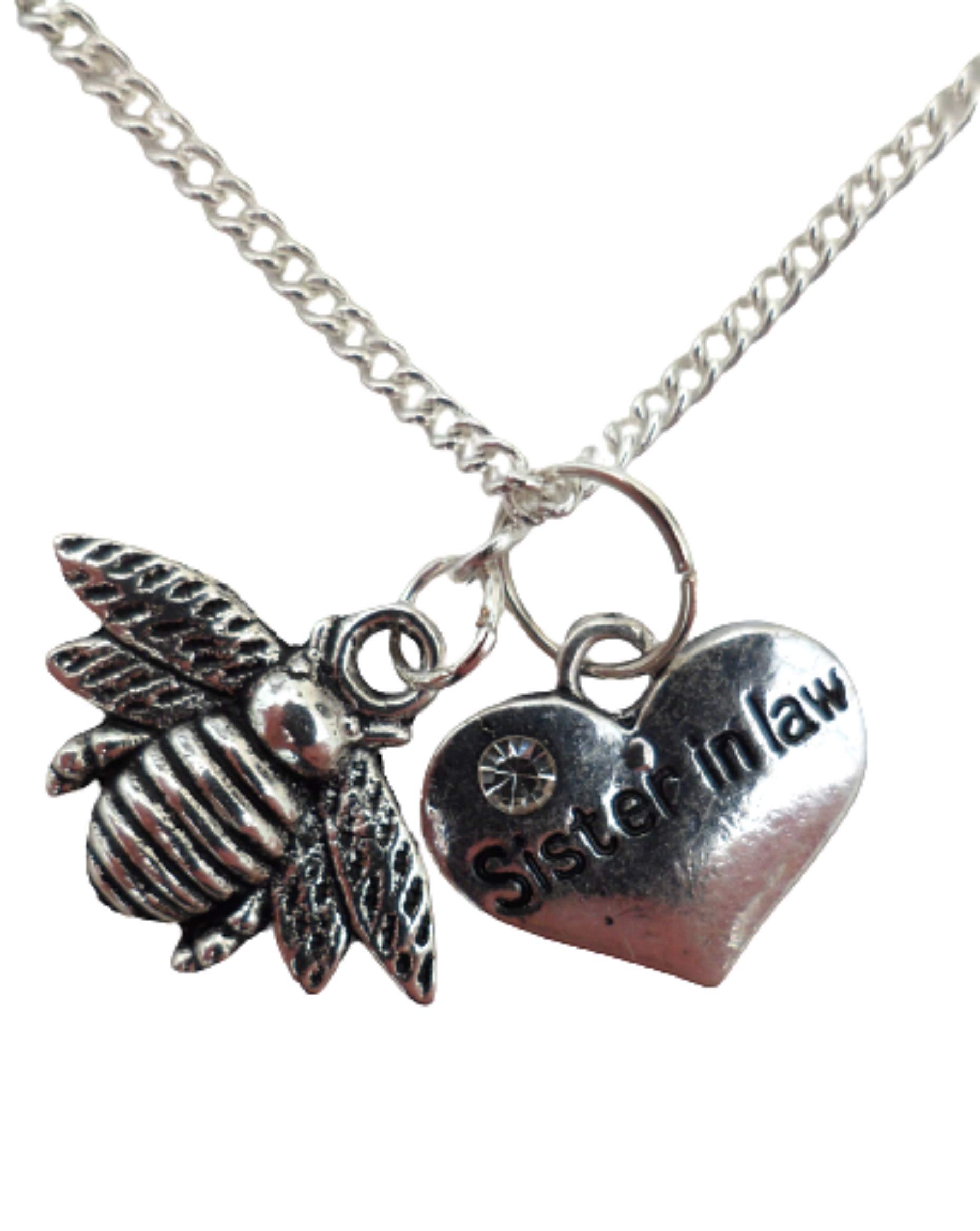 Sterling Silver Plated Heart Charm Necklace with Bumble Bee Pendant - Perfect Gift for Sister-in-Law, Bridesmaid or Best Friend | Elegant Jewelry for Weddings, Anniversaries & Special Occasions
