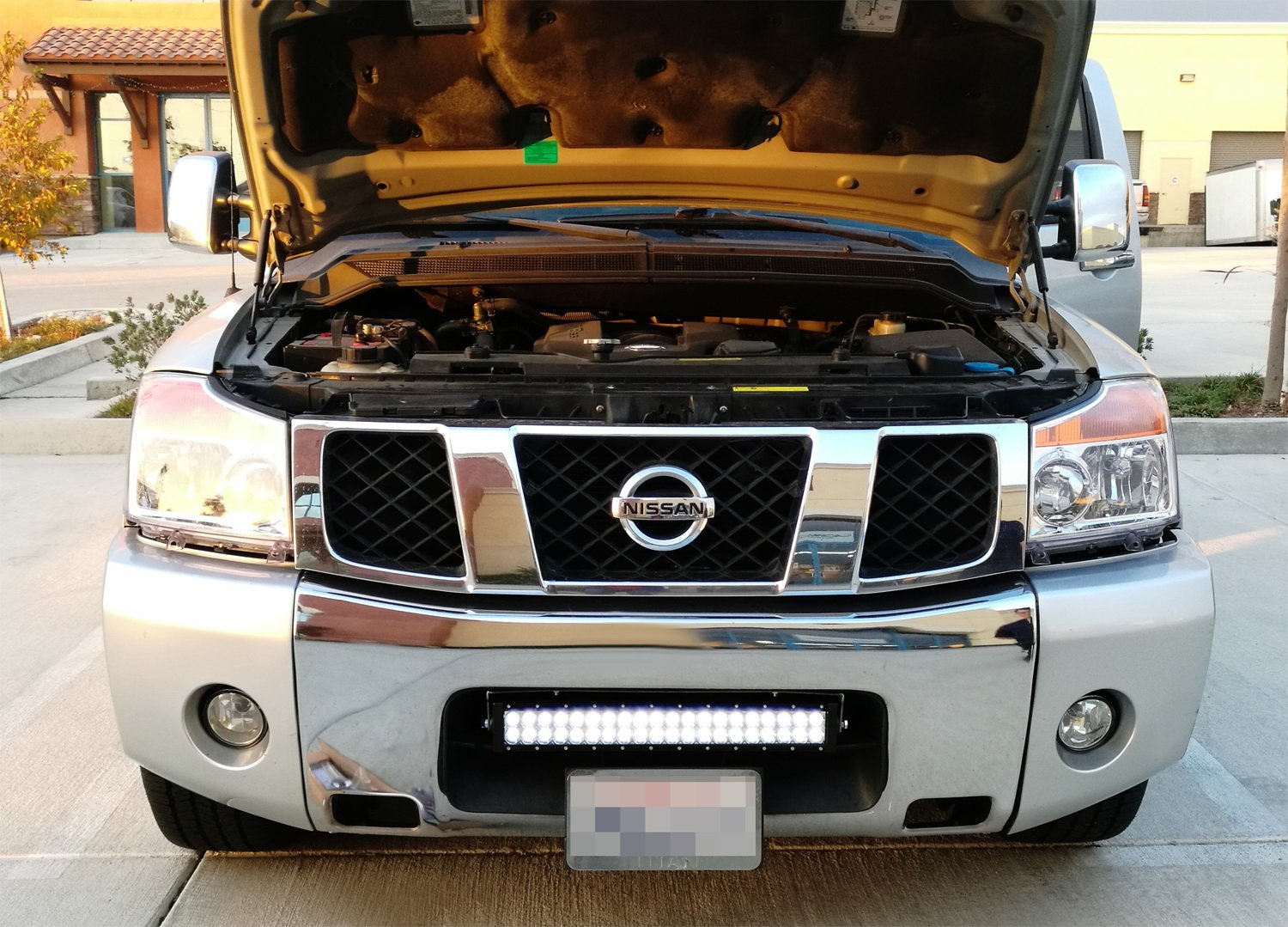 120W 20 LED Light Bar with Lower Bumper Mounting Bracket & Wiring Harness Kit - Compatible with Nissan Titan - Off-Road, Truck, SUV Lighting for Night Driving & Outdoor Adventures