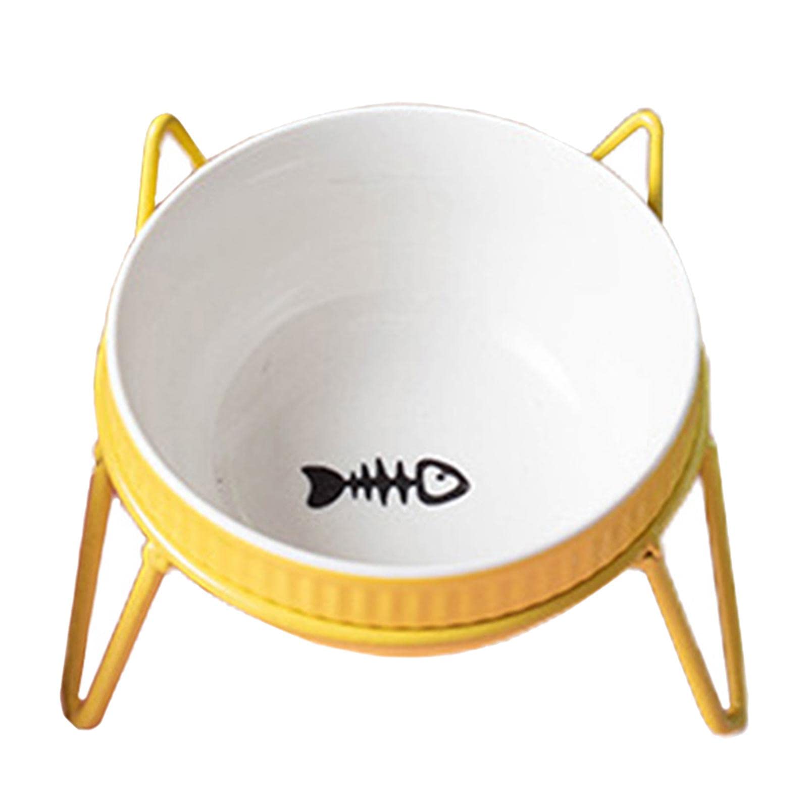 Premium Iron Pet Bowl Stand Holder - Single Feeder for Dogs & Cats - Durable & Non-Slip Food Dish Rack - Vibrant Yellow (Perfect for Home, Kitchen, or Outdoor Use)