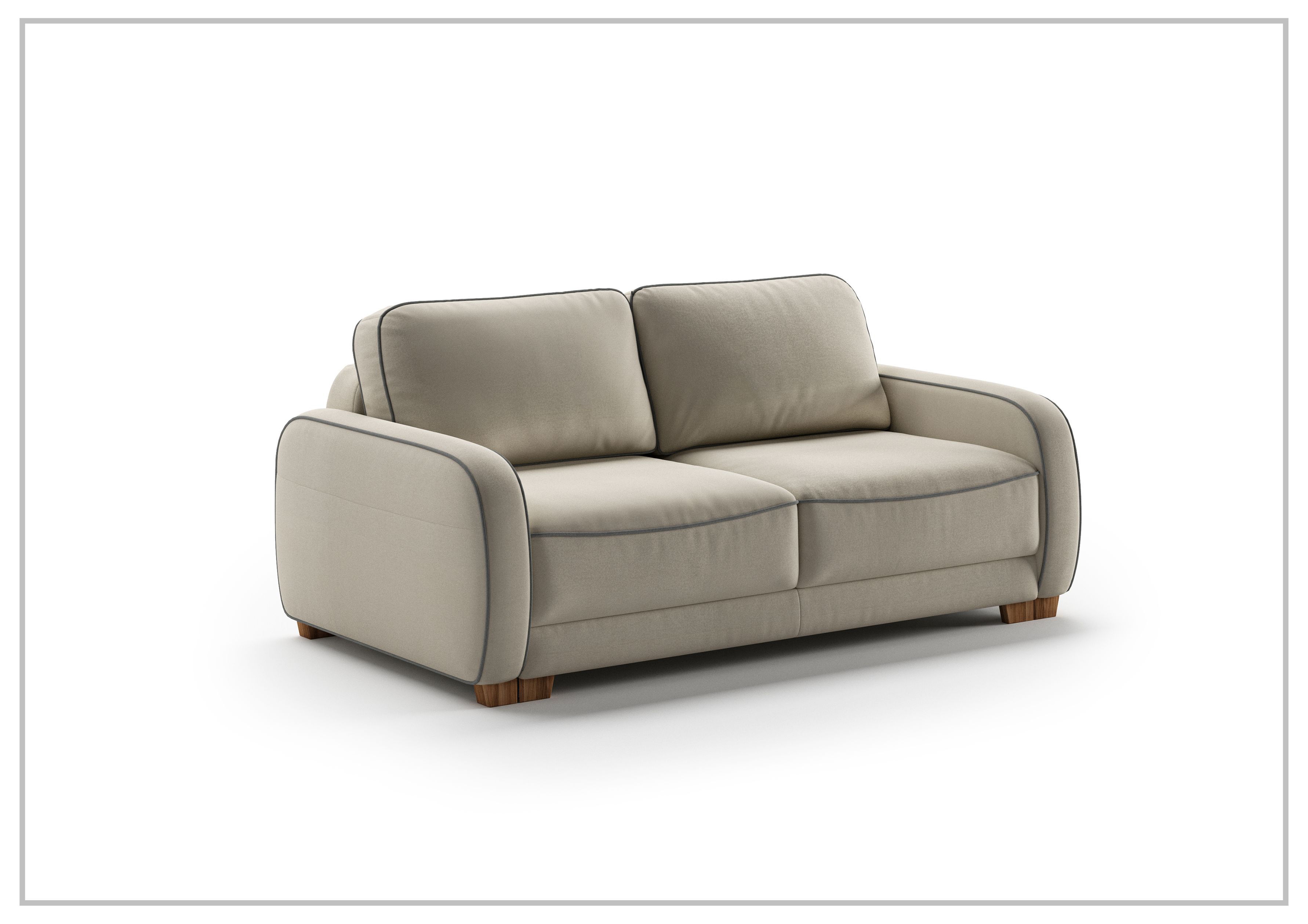 Luonto Leon 2-Seater Fabric Loveseat with Queen Sleeper & Walnut Finish - Perfect for Small Spaces, Guest Rooms & Cozy Living Rooms