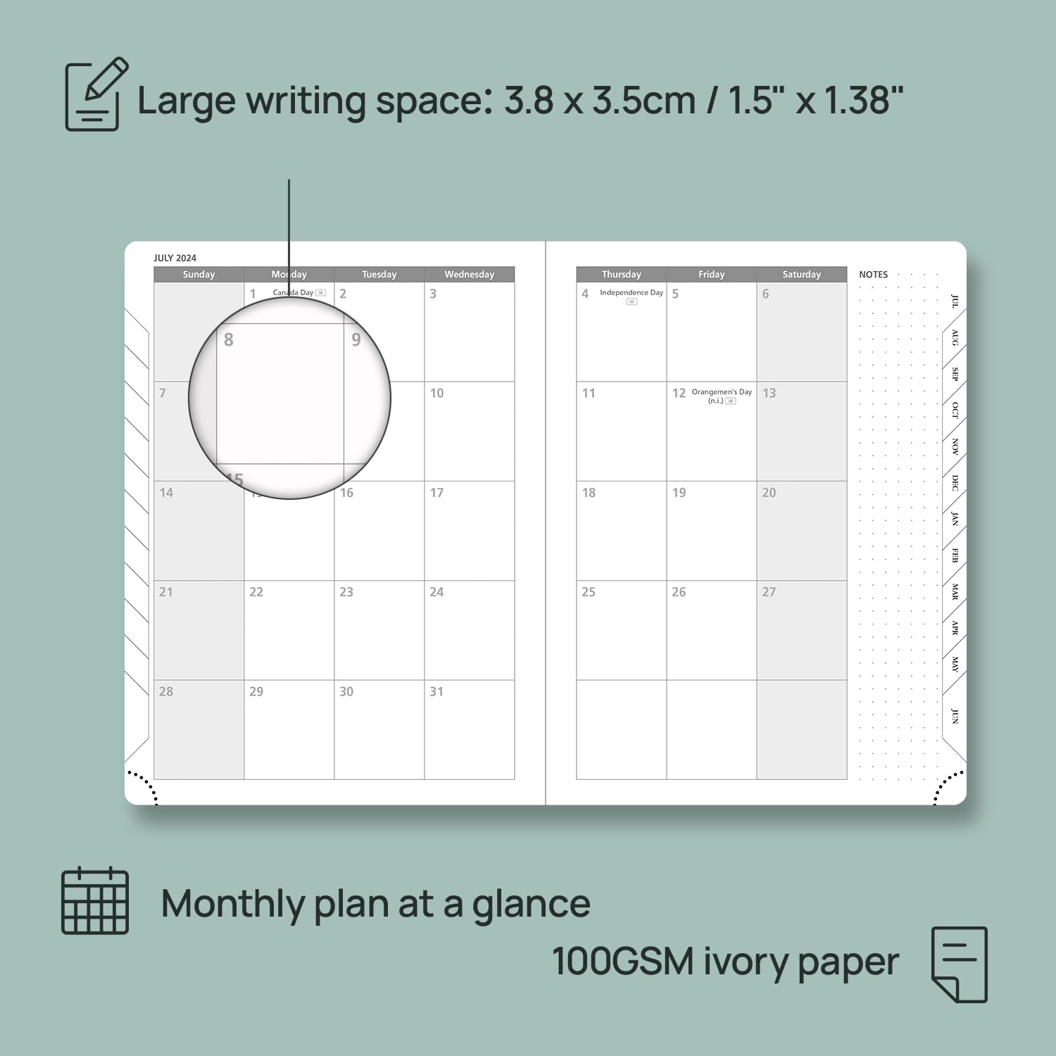 POPRUN 2024-2025 Academic Planner (6.5'' x 8.5'') - Weekly & Monthly Organizer with Leather Cover, Monthly Tabs, Inner Pocket - Perfect for Students, Professionals & Time Management - Great for School, Work & Daily Planning (July 2024 - June 2025)