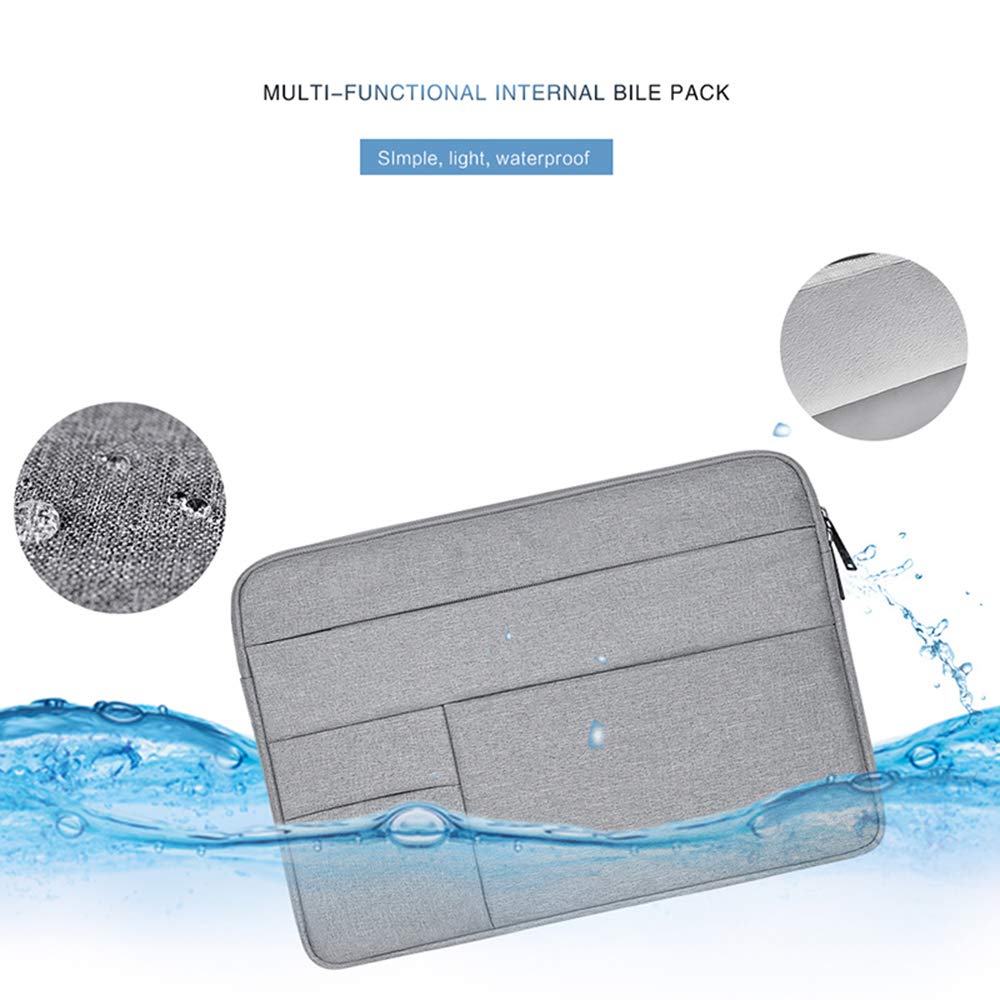 Oxford Water Repellent Laptop Sleeve Case for 13-13.3 Inch MacBook Pro/Air - Large Capacity Multi-Pocket Bag with Protective Cover, Gray - Perfect for Work, Travel, and School