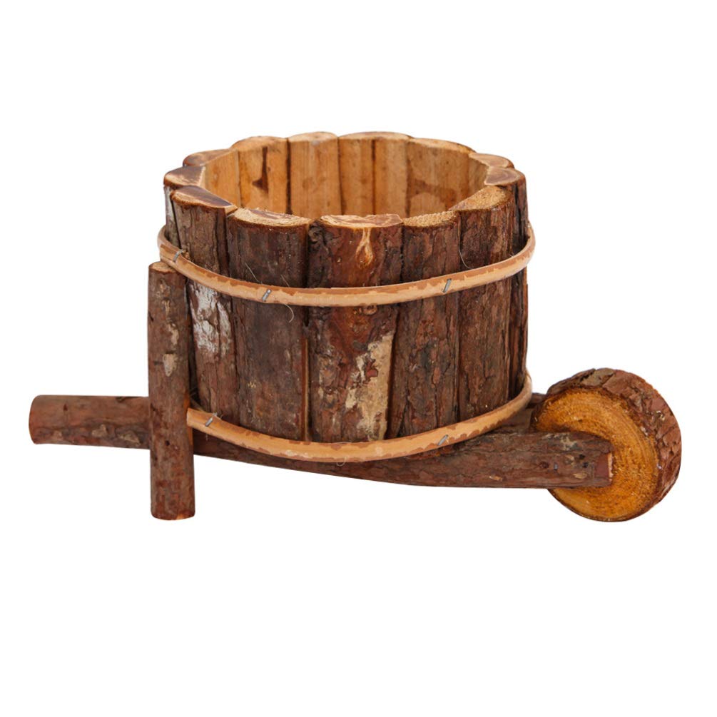 Yardwe Wooden Wagon Cart Planter - Decorative Flower Pot for Succulents, Herbs & Small Plants - Perfect for Garden, Bedroom, Window Sill & Home Decor