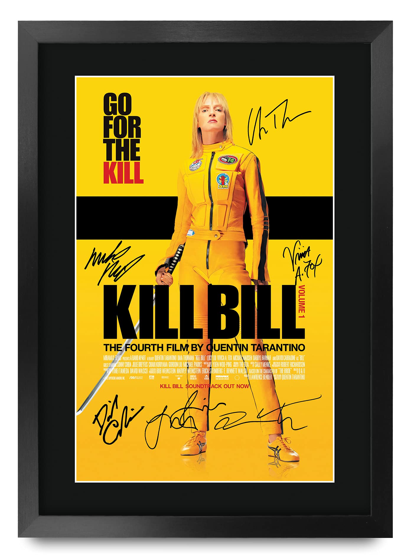 Kill Bill Vol 1 Movie Memorabilia - 16x12 Inch Framed Autographed Picture with Printed Signature - Perfect Gift for Film Fans & Collectors - Great for Home Theater Decor, Man Cave, or Office Display