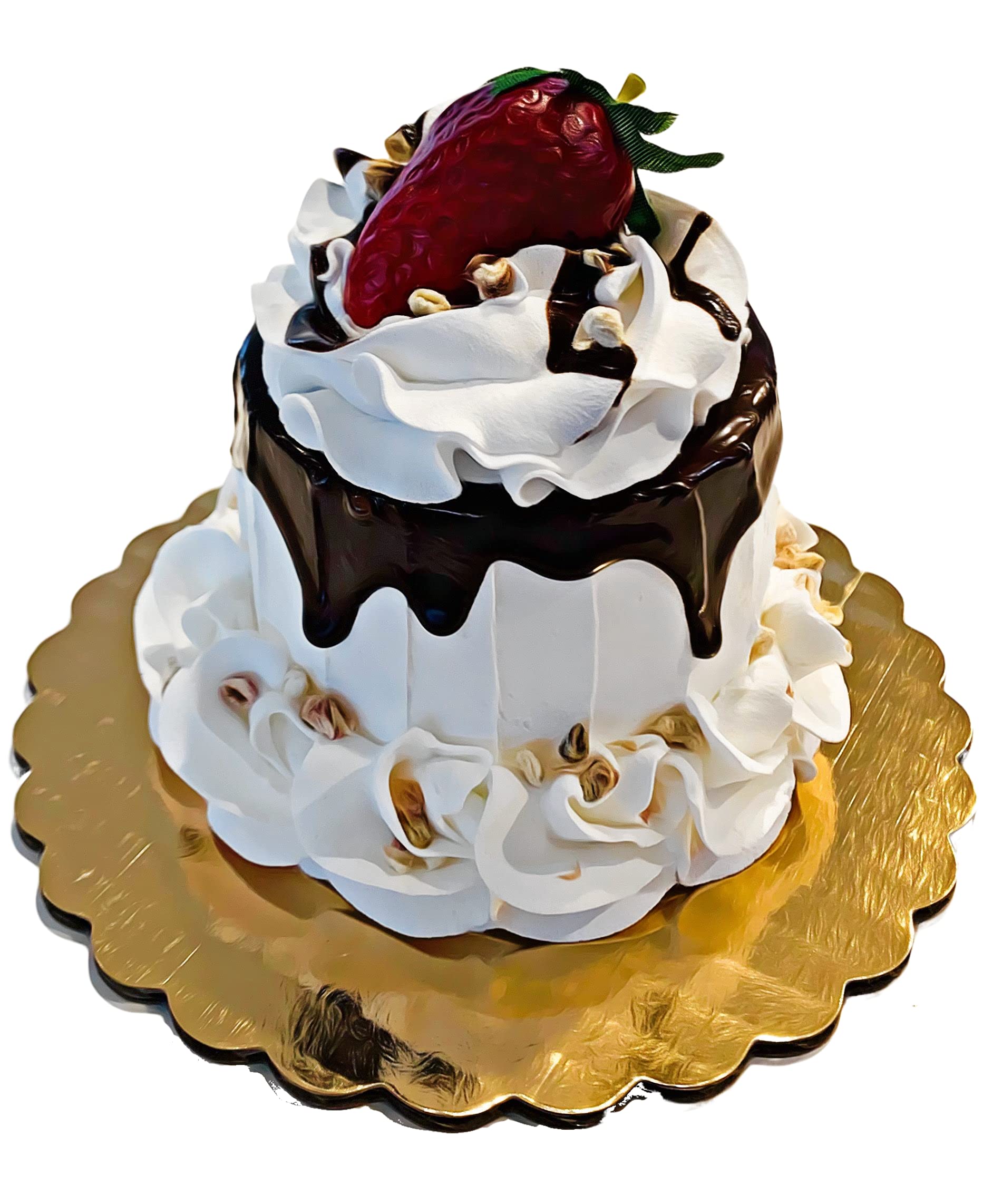 Realistic Fake Cake Decor - Artificial Mini Vanilla Drizzle Cake for Home Decoration | Fake Cupcakes & Cake Display for Party, Wedding, and Bakery Shop Decor