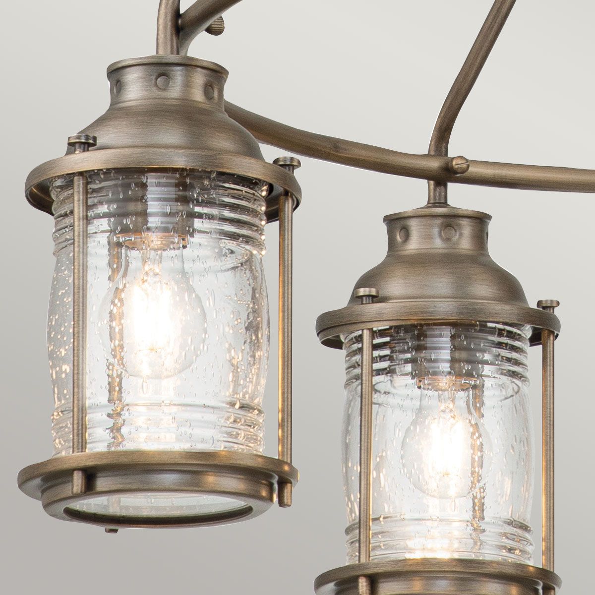 Ashland Bay 5-Light Outdoor Chandelier in Burnished Bronze & Weathered Zinc - IP44 Rated, E27 Socket - Perfect for Patio, Garden & Porch Lighting