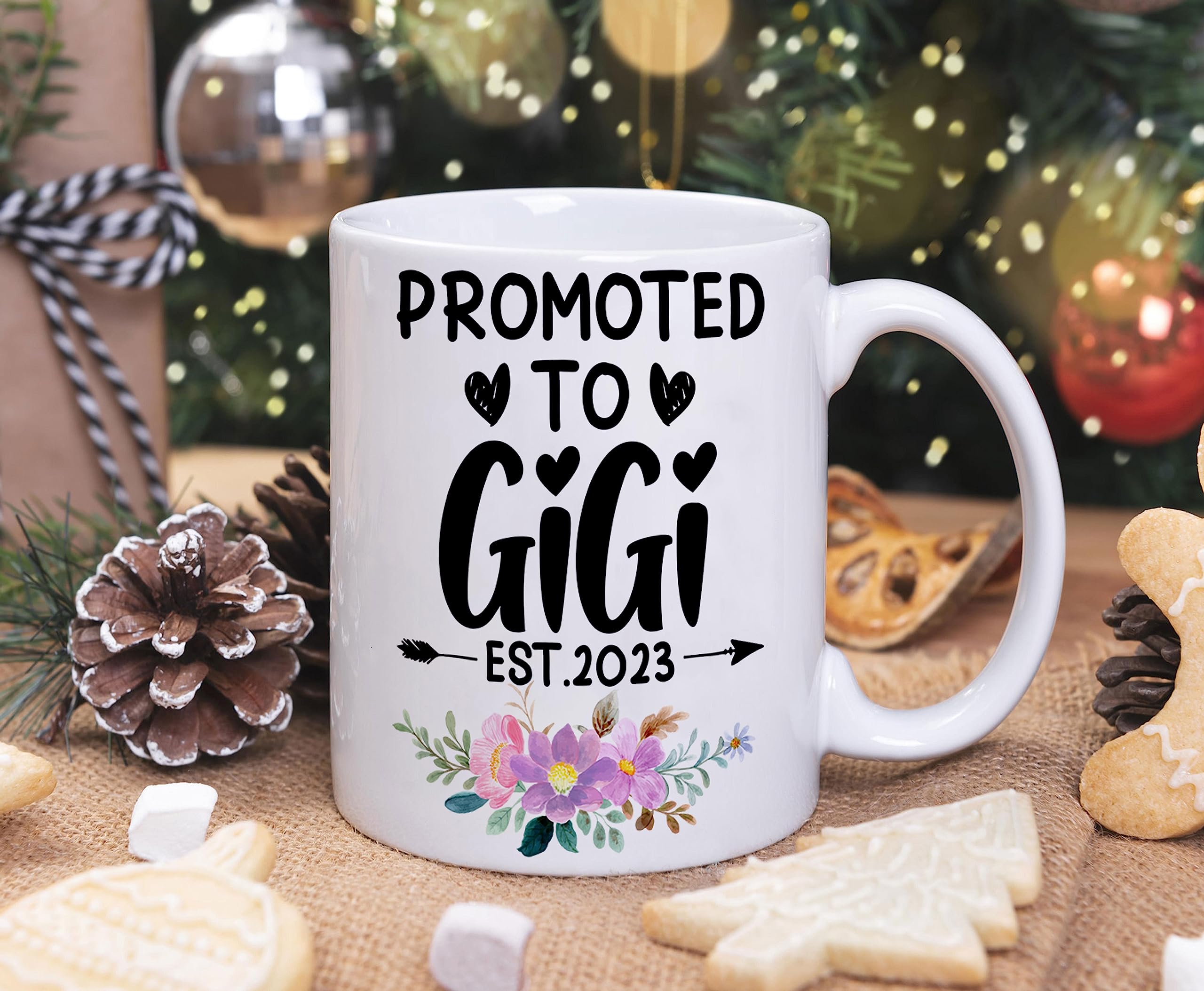PREZZY 2023 Funny Pregnancy Announcement Coffee Mug - 11oz Ceramic Tea Cup for New Gigi, Grandkids & Grandchildren - Perfect Gift for Mother's Day, Birthday & Pregnancy Reveal - Ideal for Coffee, Tea & Celebratory Moments