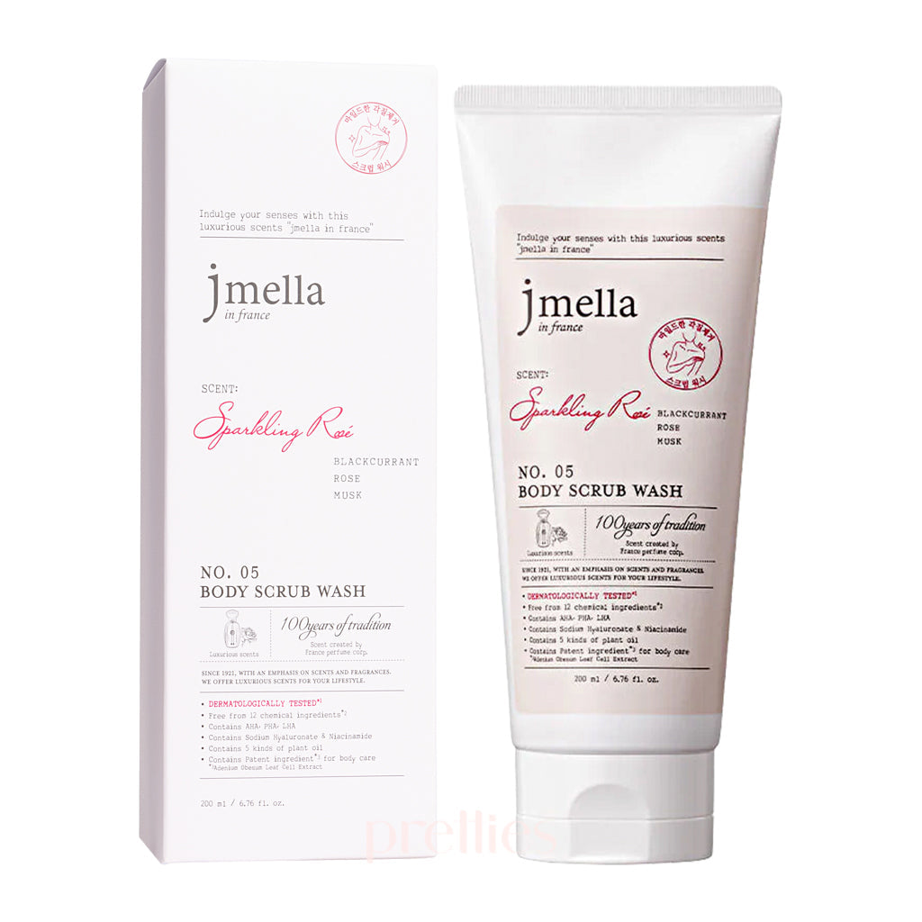 Jmella Luxurious Fragrance Body Scrub Wash - Sparkling Rose Scent, 200ml | Exfoliating & Moisturizing Body Care for Soft Skin | Perfect for Shower & Spa Relaxation
