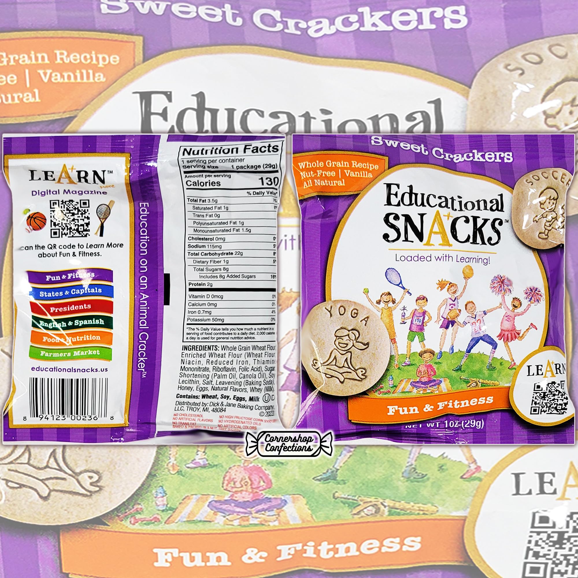 Educational Snacks Bulk Pack - 25 Individually Wrapped 1oz Bags | Vanilla Flavored Whole Grain Healthy Snacks | Nut-Free, All Natural Learning Treats for Kids | Perfect for School Lunches, Classroom Rewards & After-School Snacks