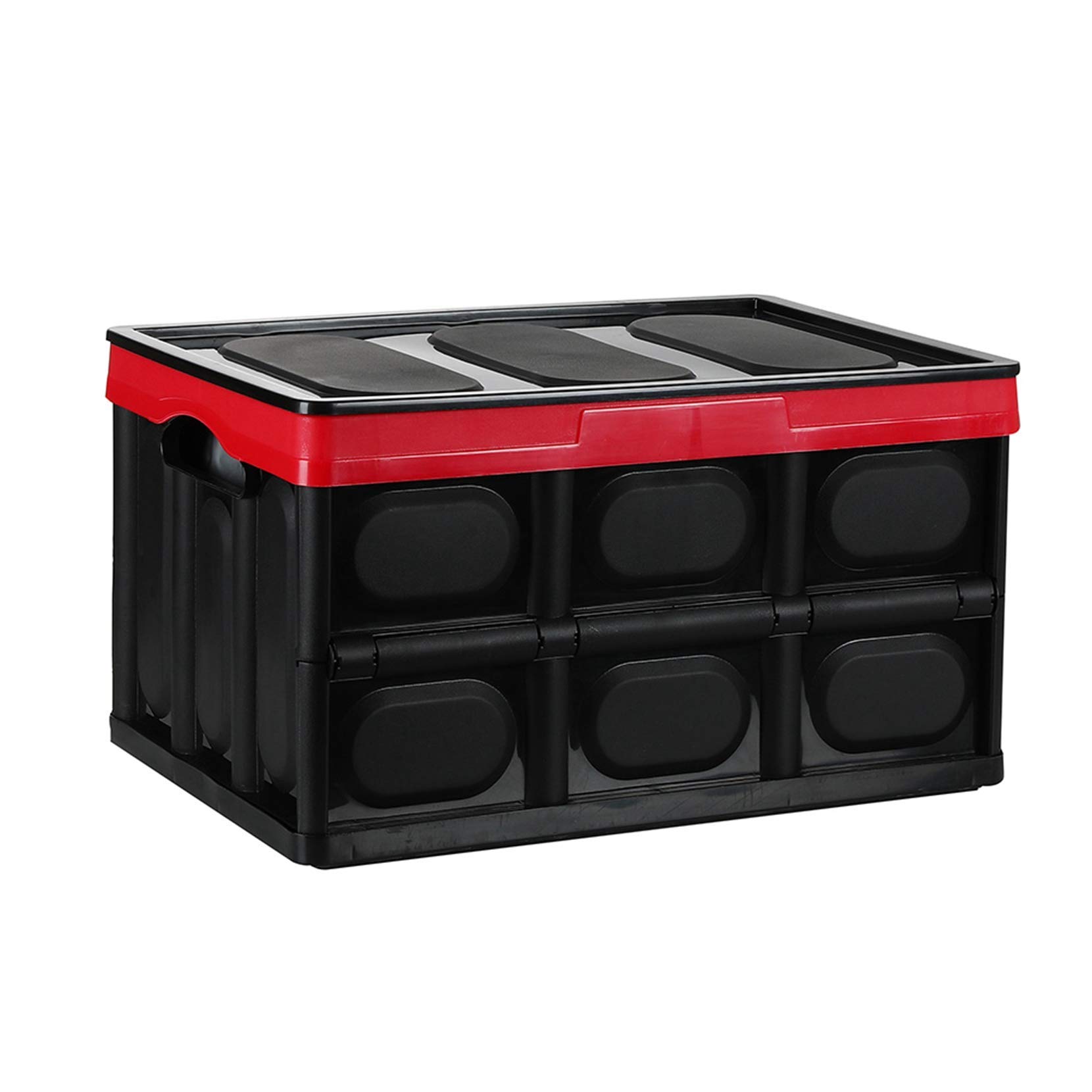 AUTOKOLA 30L Collapsible Storage Box with Lid - Durable, Stackable & Foldable Plastic Organizer for Home, Office, Closet - Perfect for Toys, Clothes & Household Items Storage (Black)