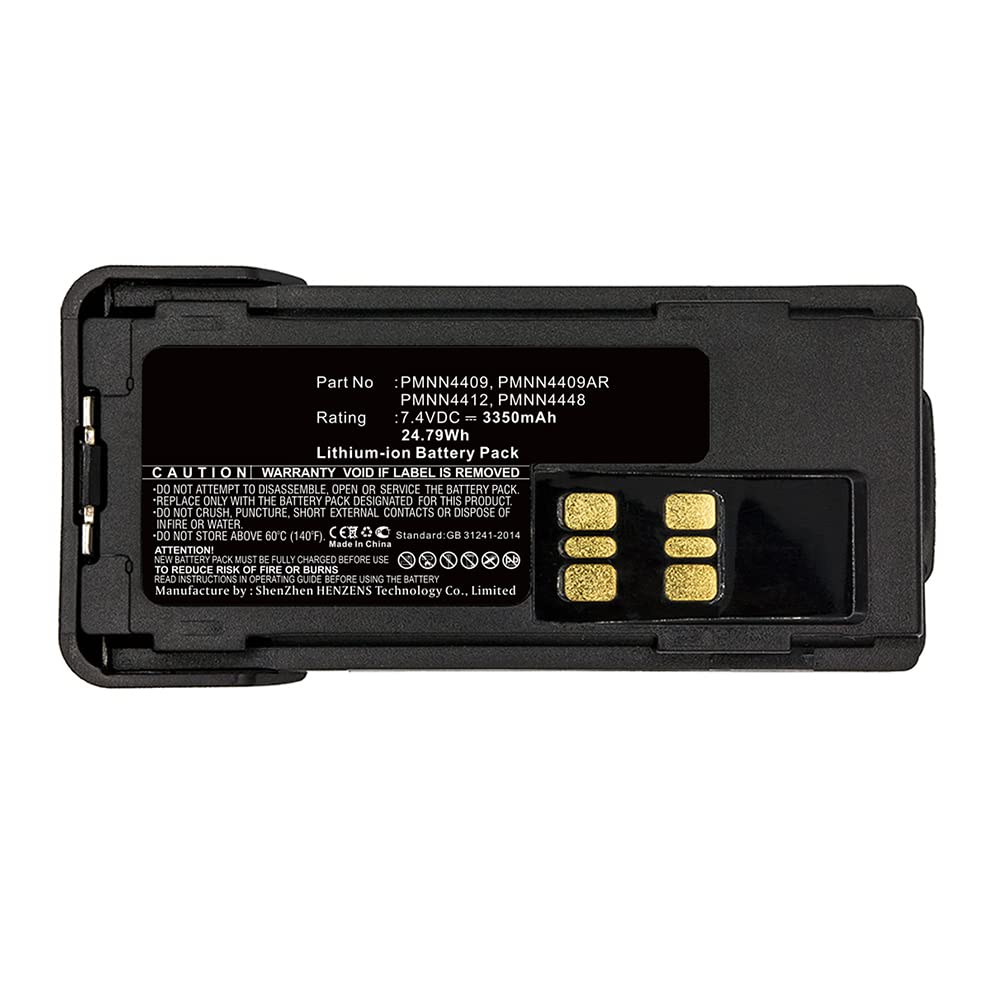 Synergy Digital 2-Way Radio Battery - 3350mAh Li-ion 7.4V Replacement for Motorola PMNN4490A | High Capacity Walkie Talkie Battery for Construction, Security & Outdoor Activities