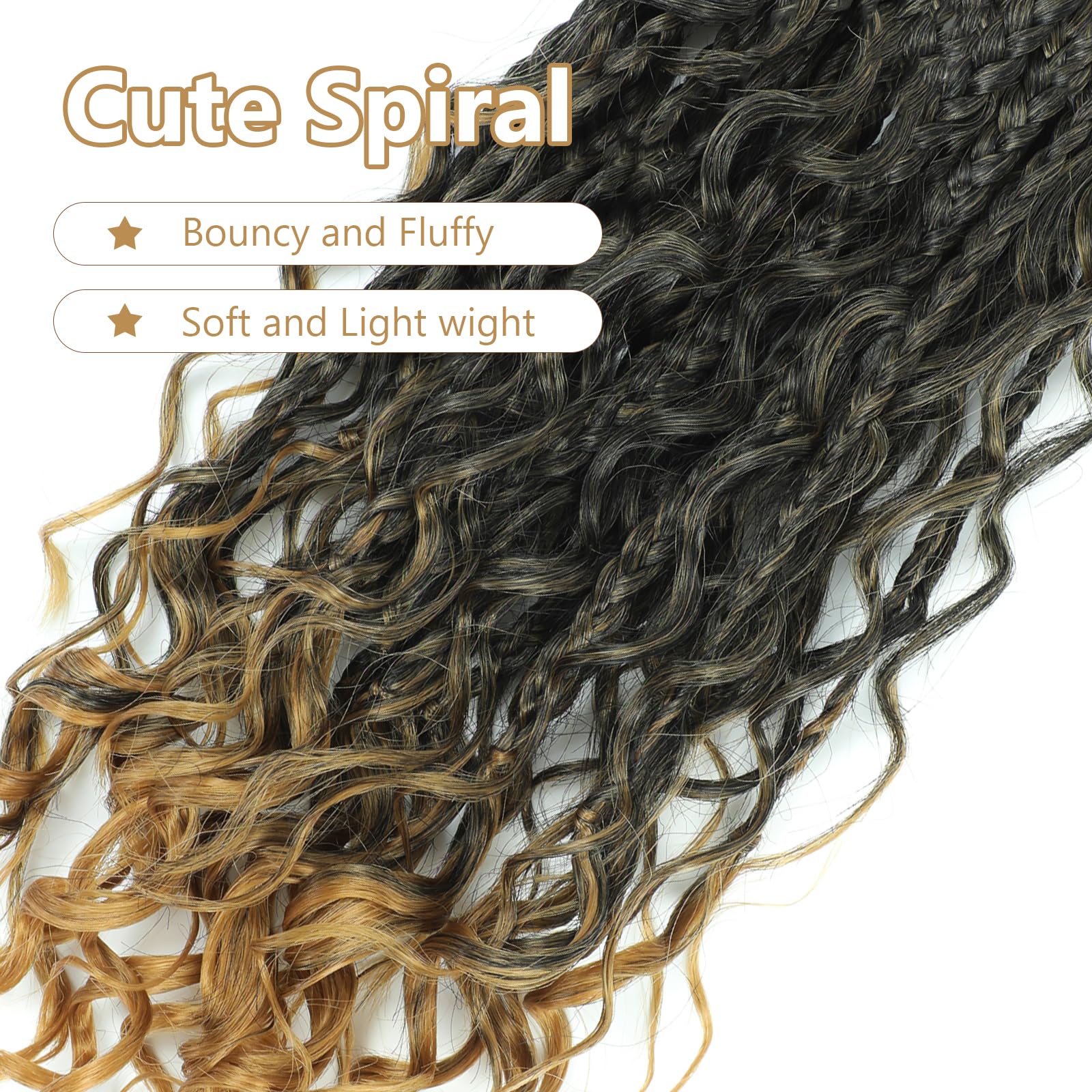 8 Packs Box Braids Crochet Hair Extensions - 12 Inch Synthetic Braiding Hair with Curly Ends (1B/27 Color) | Perfect for Protective Styles, Twist Outs & Everyday Wear