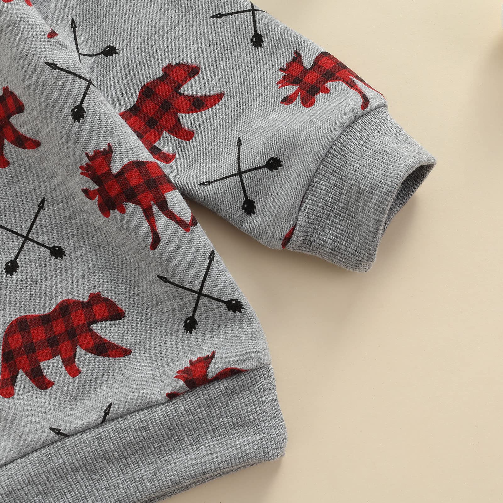 Baby Christmas Outfit Set - Newborn Boy Fall Clothes with Deer Print Sweatshirt & Pants | Holiday Photoshoot, Family Gathering & Winter Party Outfit