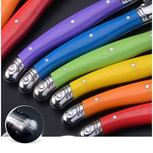 24-Piece Stainless Steel Silverware Set with Colorful ABS Plastic Handles - Complete Dinnerware Cutlery for Everyday Use, Parties & Restaurant Dining