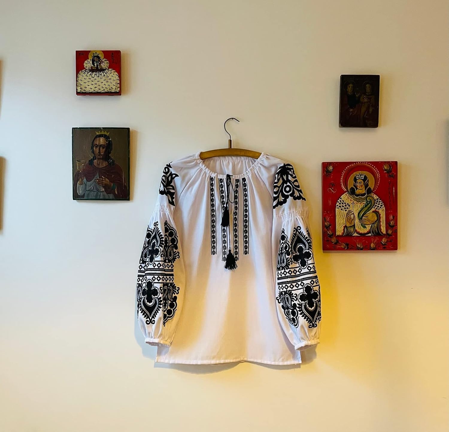 Ukrainian Vyshyvanka Embroidered Cotton Blouse - Traditional Ukrainian Folk Shirt, Boho Style Top for Women (Size L) - Perfect for Festivals, Cultural Events & Boho Fashion Outfits