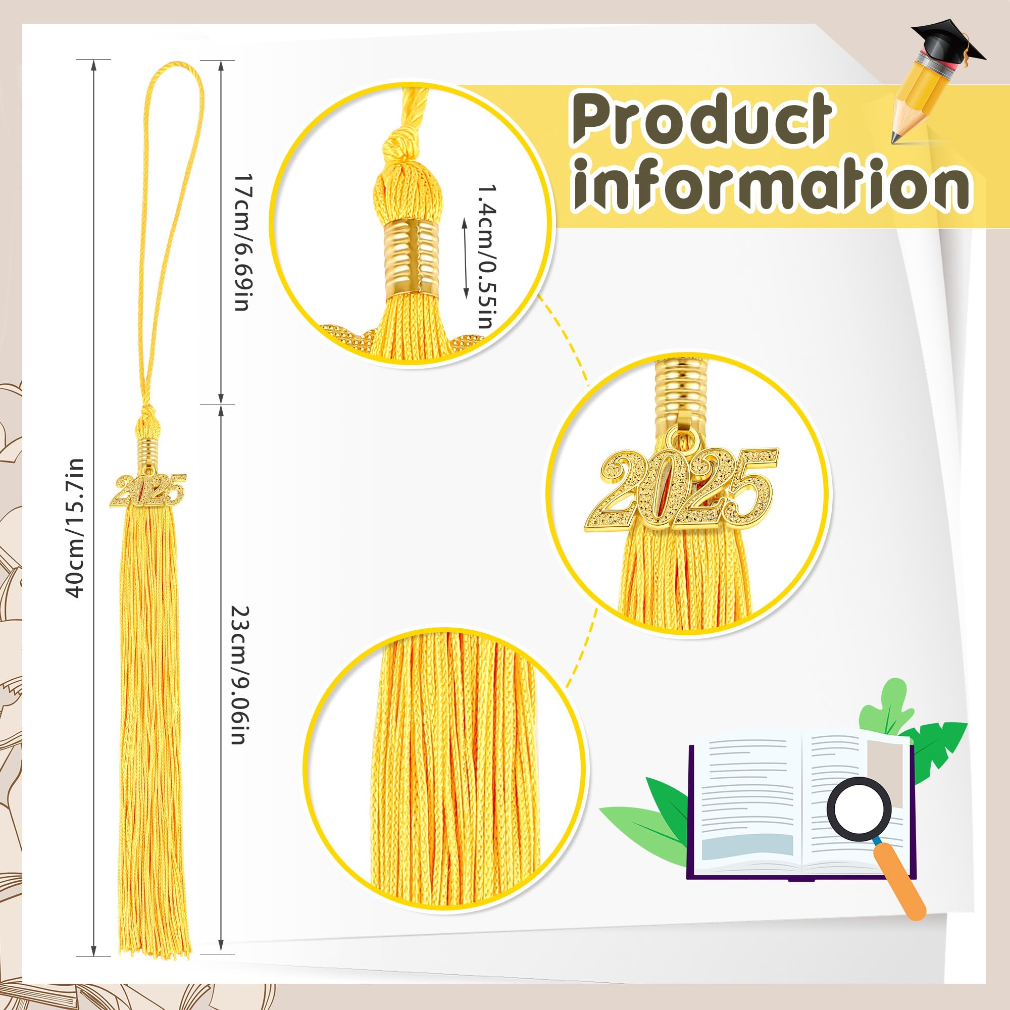 12-Piece 2024 Graduation Tassels Set - Classic Academic Cap Tassels for High School & College Graduation Ceremonies, Parties & Decorations - Perfect for Graduation Photos, Yearbooks & Keepsakes