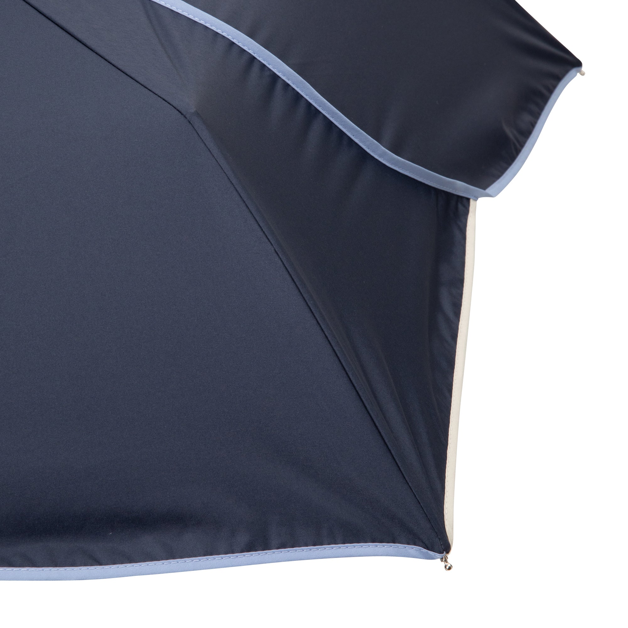 Bicolor Piping Compact Parasol Umbrella - Navy Blue & White Striped Sun Shade for Outdoor Beach, Garden, and Patio Use