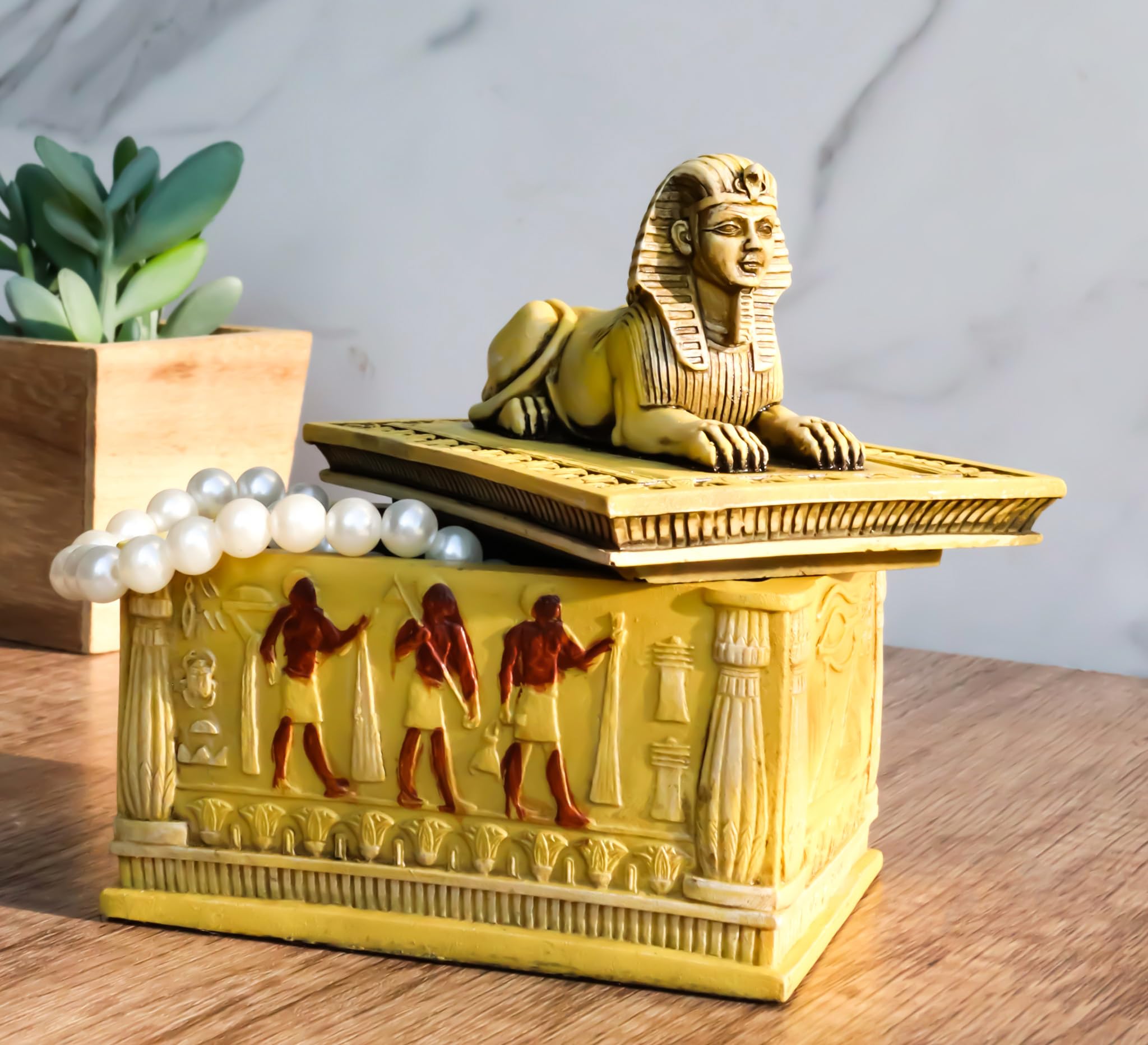 Ebros Egyptian Guardian Sphinx Jewelry Box - 4.25