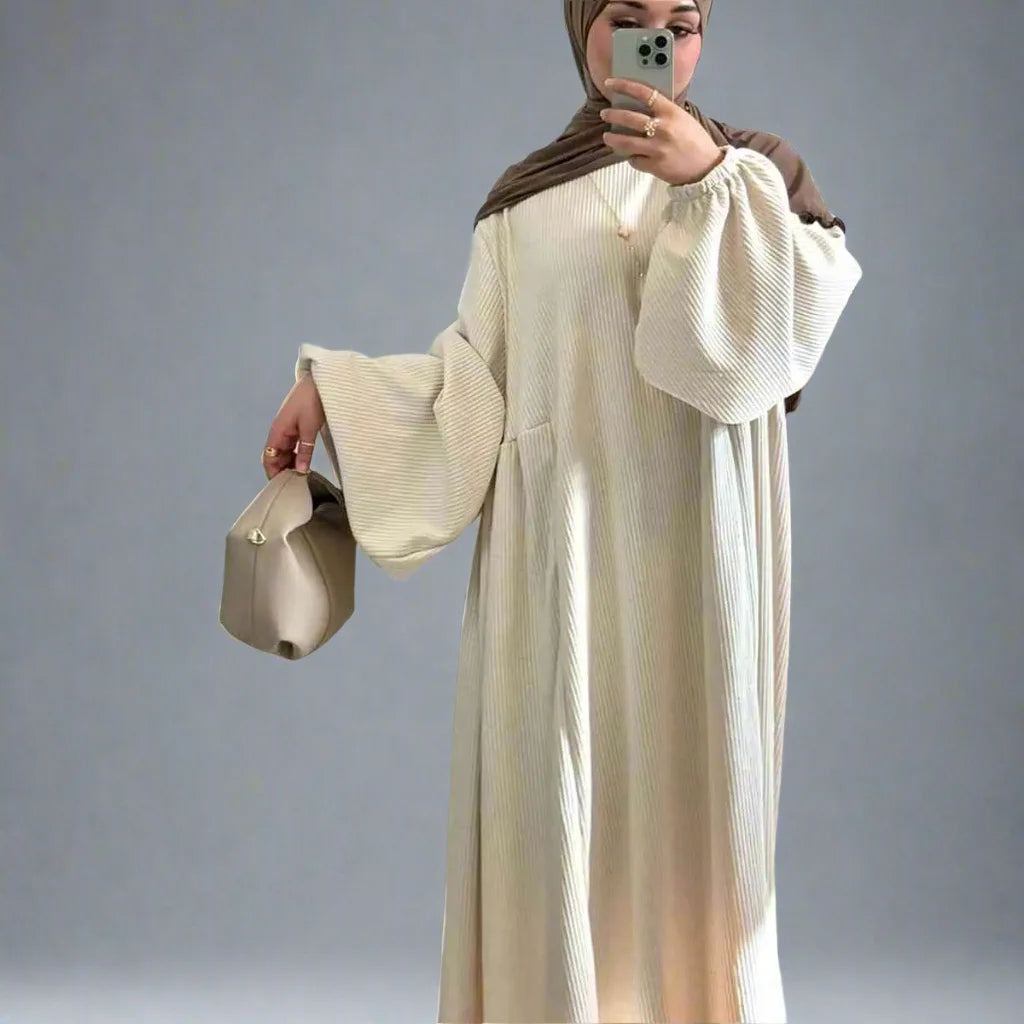 Stylish Winter & Fall Thick Corduroy Abaya Dress for Women - Modest Islamic Fashion for Daily Wear & Special Occasions