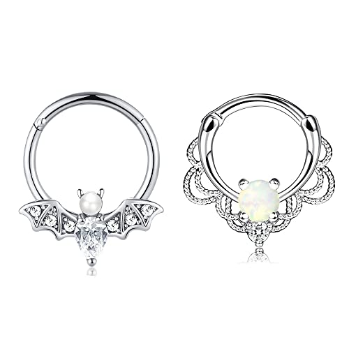 N-2Pcs-Silver Bat-Silver Opal
