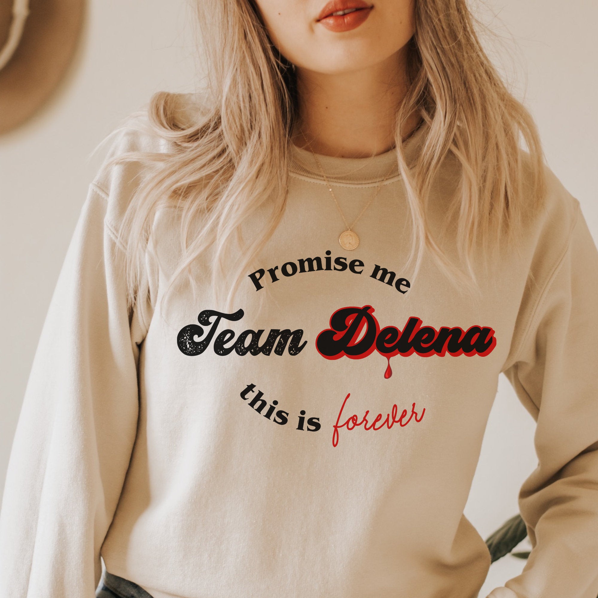 Team Delena Sweatshirt | The Vampire Diaries TVD Merch | Damon Salvatore Inspired Apparel | Perfect TVD Fan Gift for Birthdays & Cosplay