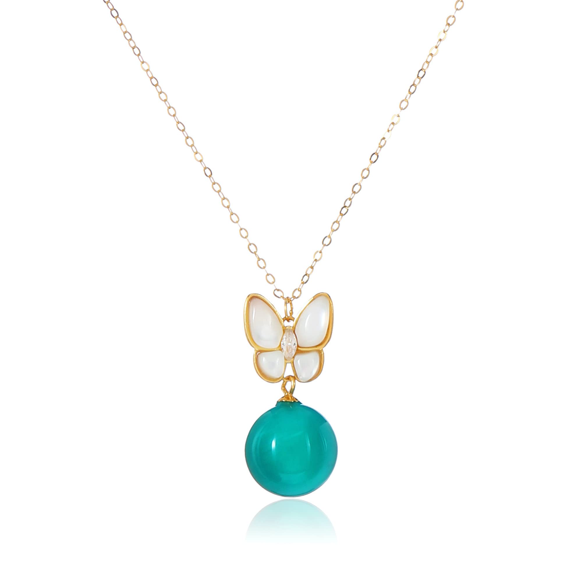 Dainty Navy Blue Amazonite Pendant Necklace for Women - Sterling Silver Plated 18k Gold Jewelry Gift for Her | Elegant Everyday Wear & Special Occasion Gift