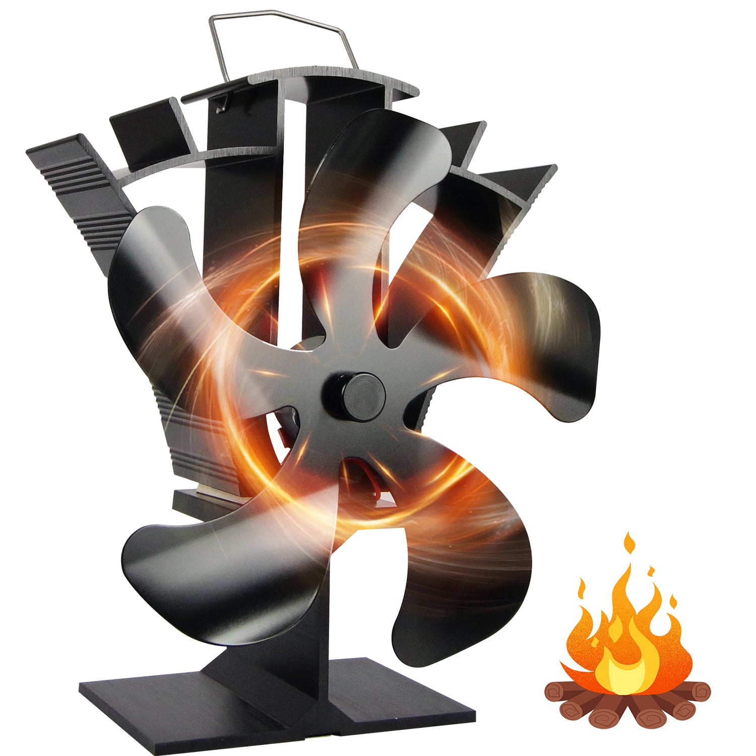 5 Blade Stove Fan VDST615B - Efficient Heat Circulation for Wood Burning Stoves, Fireplaces & Home Heating - Eco-Friendly & Silent Operation for Cozy Winter Nights
