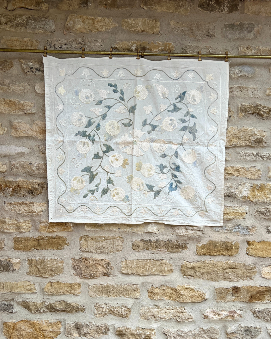 Extra Small Suzani 07 - Handmade Cotton Embroidery Pillow Cover - Boho Home Decor for Living Room, Bedroom & Sofa