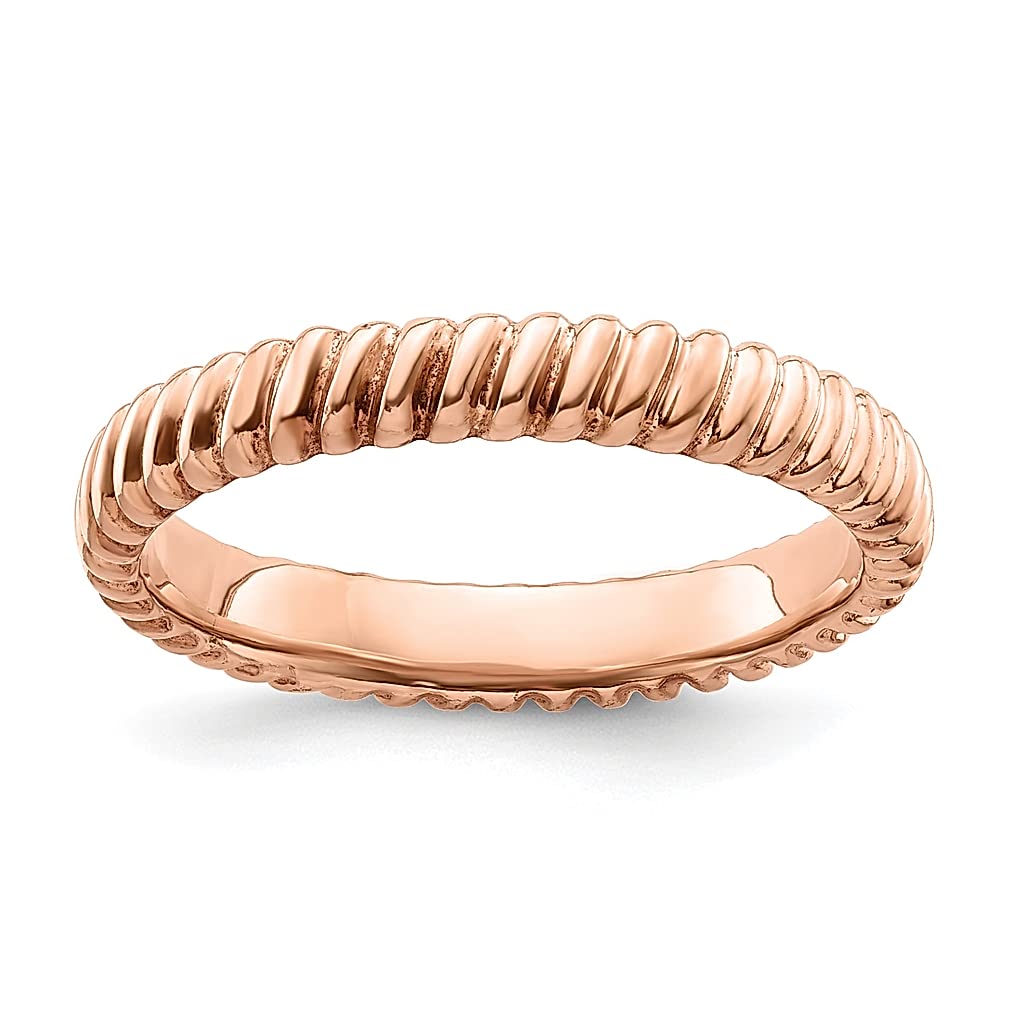 925 Sterling Silver Pink Plated Stackable Textured Band Ring for Women - Elegant Fine Jewelry Gift for Her, Perfect for Valentine's Day, Anniversary, Birthday & Everyday Wear