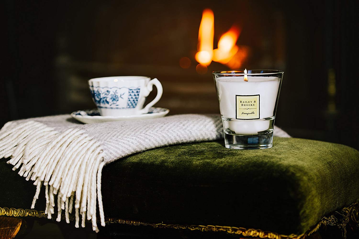 Bailey & Brooke Honeysuckle Scented Glass Tumbler Candle - Home Decor, Relaxation Gift, Aromatherapy for Bedroom & Living Room