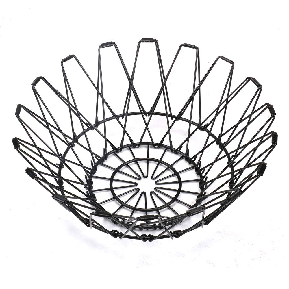 Flexible Black Wire Basket for Fruits, Bread & Decorative Storage - Multi-Purpose Kitchen & Home Organization Solution for Countertop, Pantry, and Tabletop Display