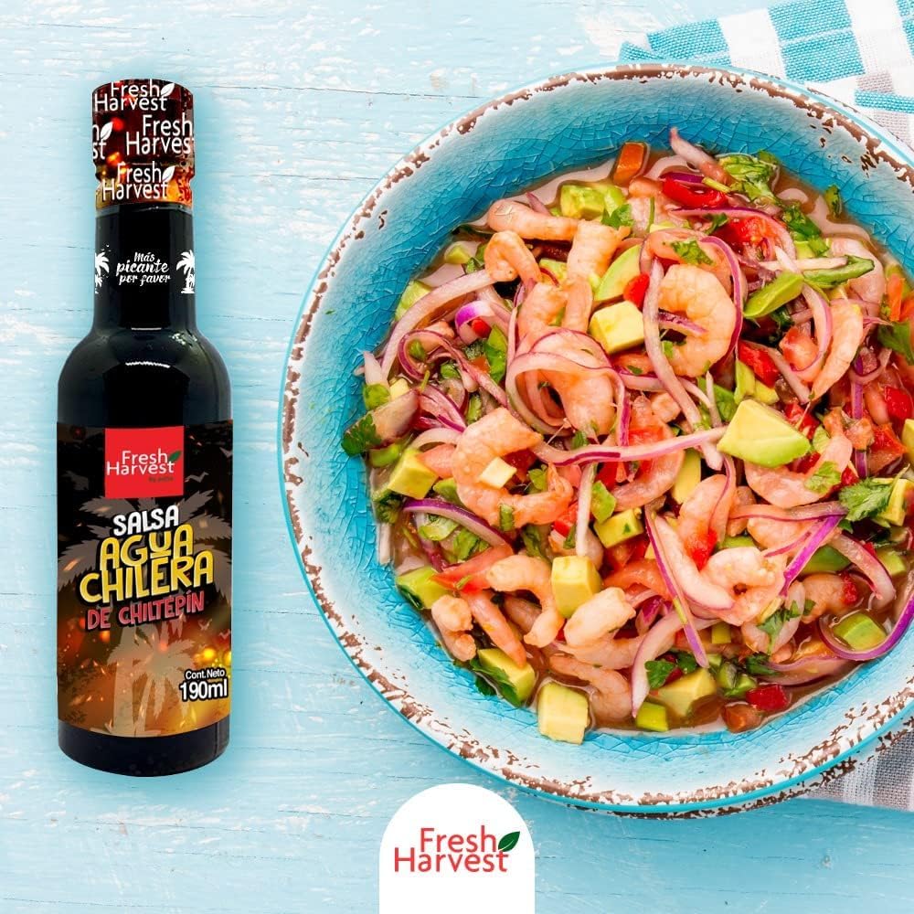 Chiltepín Aguachilera Hot Sauce 190ml (6.42 Fl Oz) - Pack of 12 | Authentic Mexican Spicy Sauce for Seafood, Tacos, Snacks & More | Fresh Harvest | Perfect for Cooking, Grilling & Party Dips