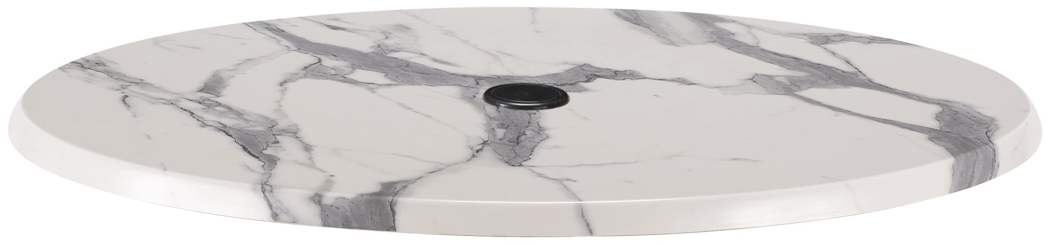 Holland Bar Stool Co. 36 Inch White Marble Round Table Top with Umbrella Hole - All-Weather EnduroTop for Indoor & Outdoor Dining, Patio, Garden, and Poolside Use