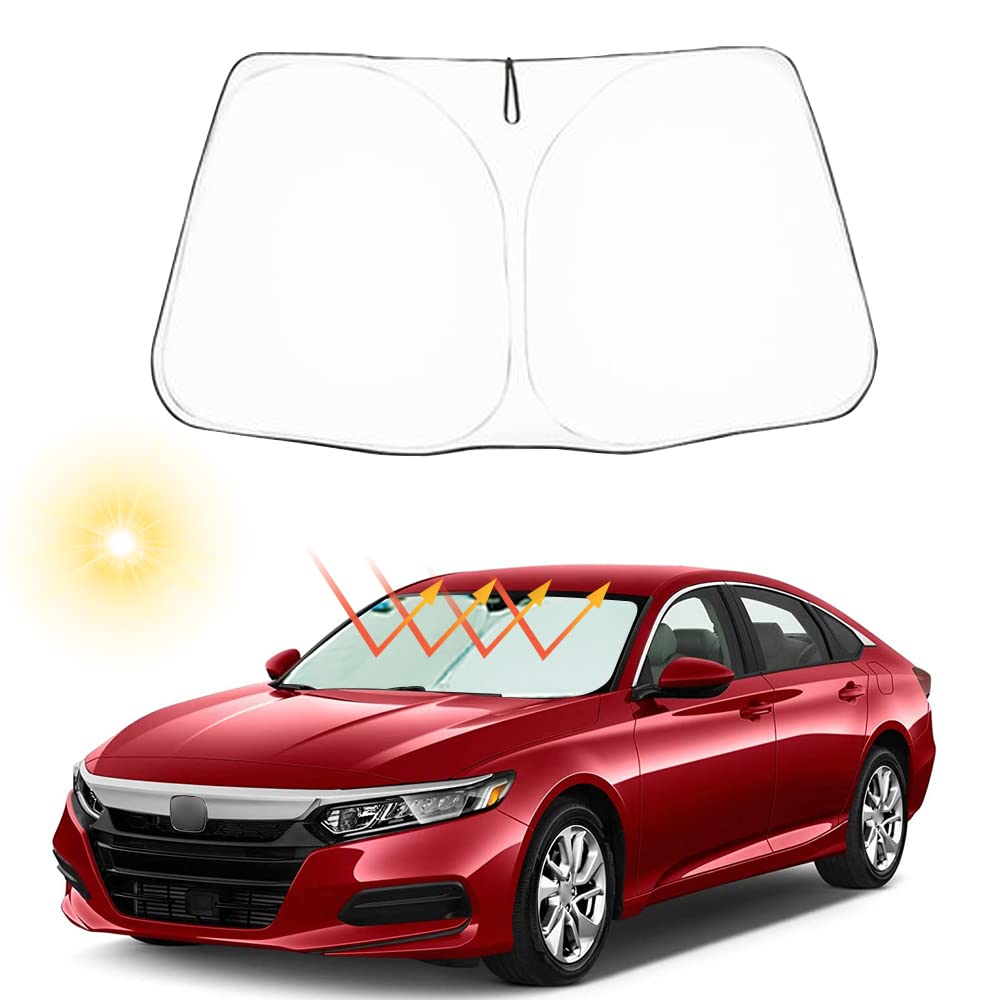 Custom Fit Honda Accord 2018-2022 Windshield Sun Shade - Foldable UV Protection Car Sun Visor, Heat & Glare Blocking Sunshade (Silver) | Keep Your Car Cool in Summer Parking & Road Trips