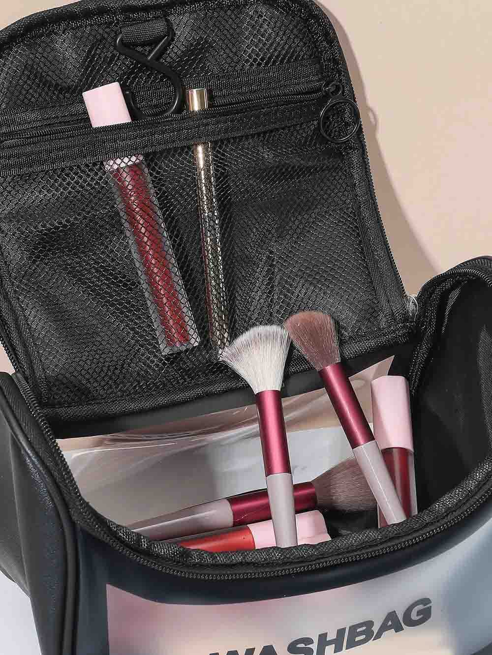 Anayo Large Cosmetic Organizer Bag for Women - Waterproof Makeup Pouch with Zipper, Travel Toiletry Storage Wash Bag - Perfect Gift for Girls & Women (Black) - Ideal for Travel, Gym & Daily Use
