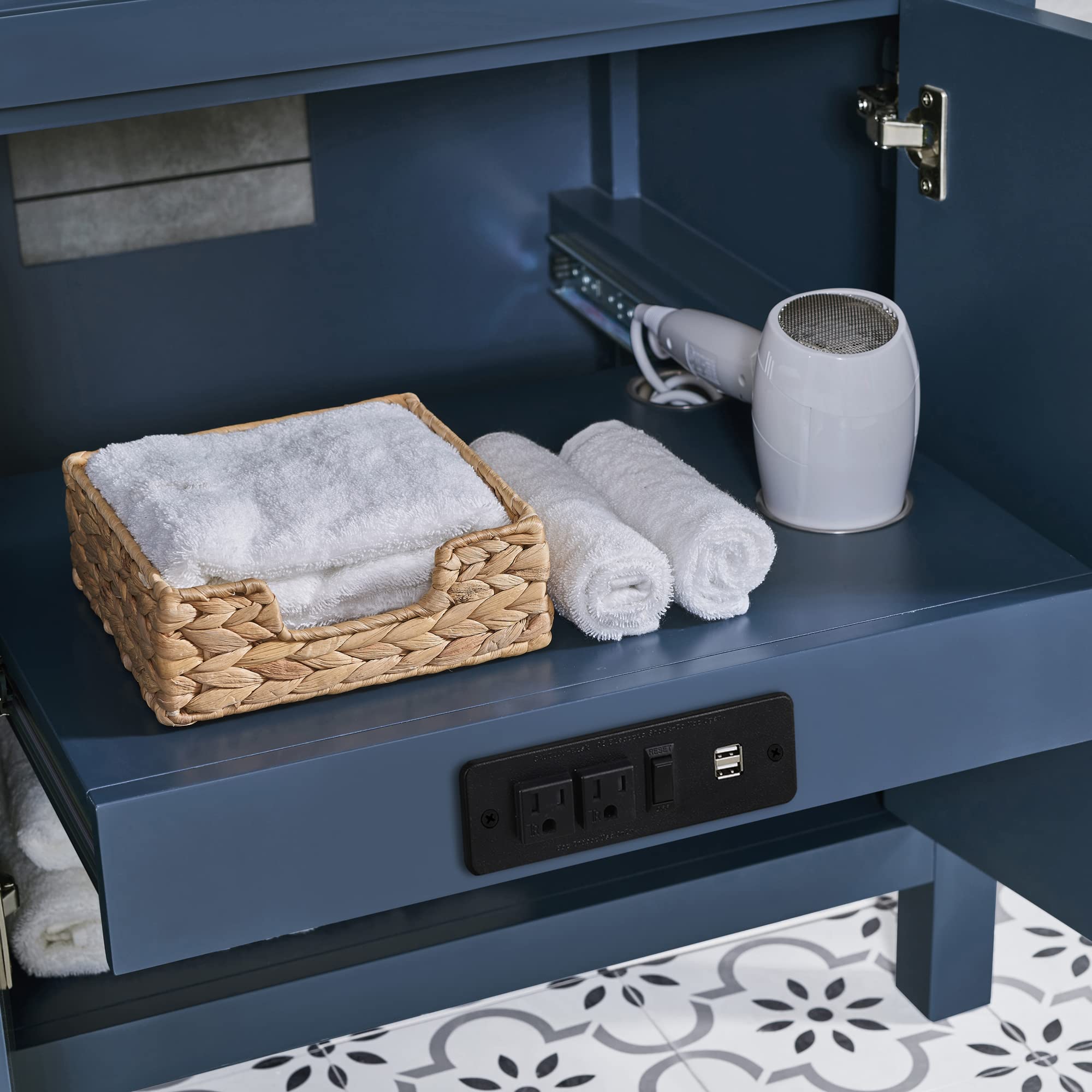 OVE Decors Maya 72-Inch Double Sink Bathroom Vanity in Midnight Blue - Modern Bathroom Storage Solution for Master Bath & Guest Powder Room