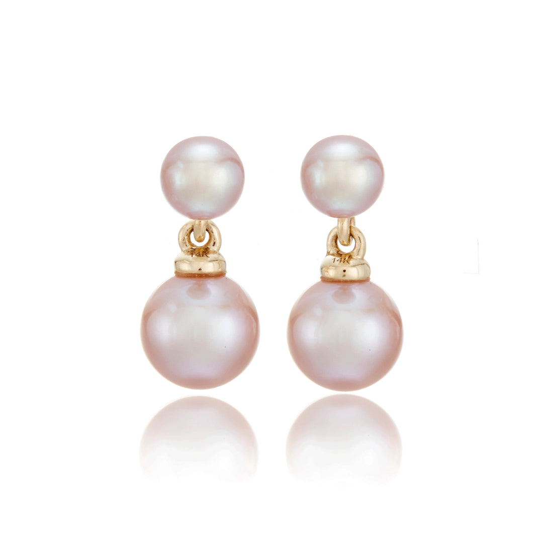 Victoria Pink Pearl Earrings for Women - Elegant Pearl Drop Dangle Earrings for Wedding, Party & Special Occasions