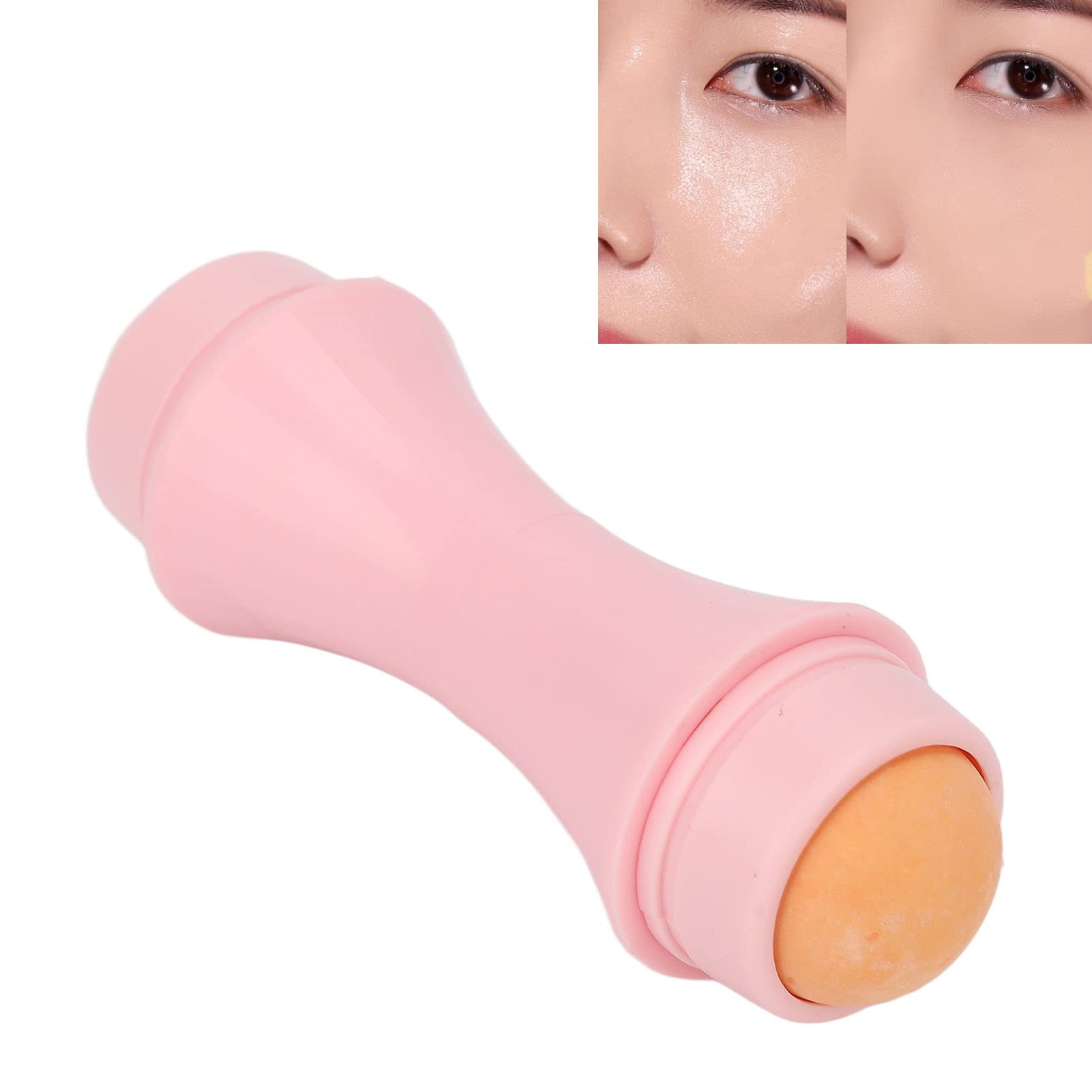 Oil Absorbing Face Roller - Reusable Double Headed Oil Control Volcanic Skin Roller for Makeup & Shine-Free Skin (Pink) | Perfect for On-the-Go Touch Ups & T-Zone Oil Control