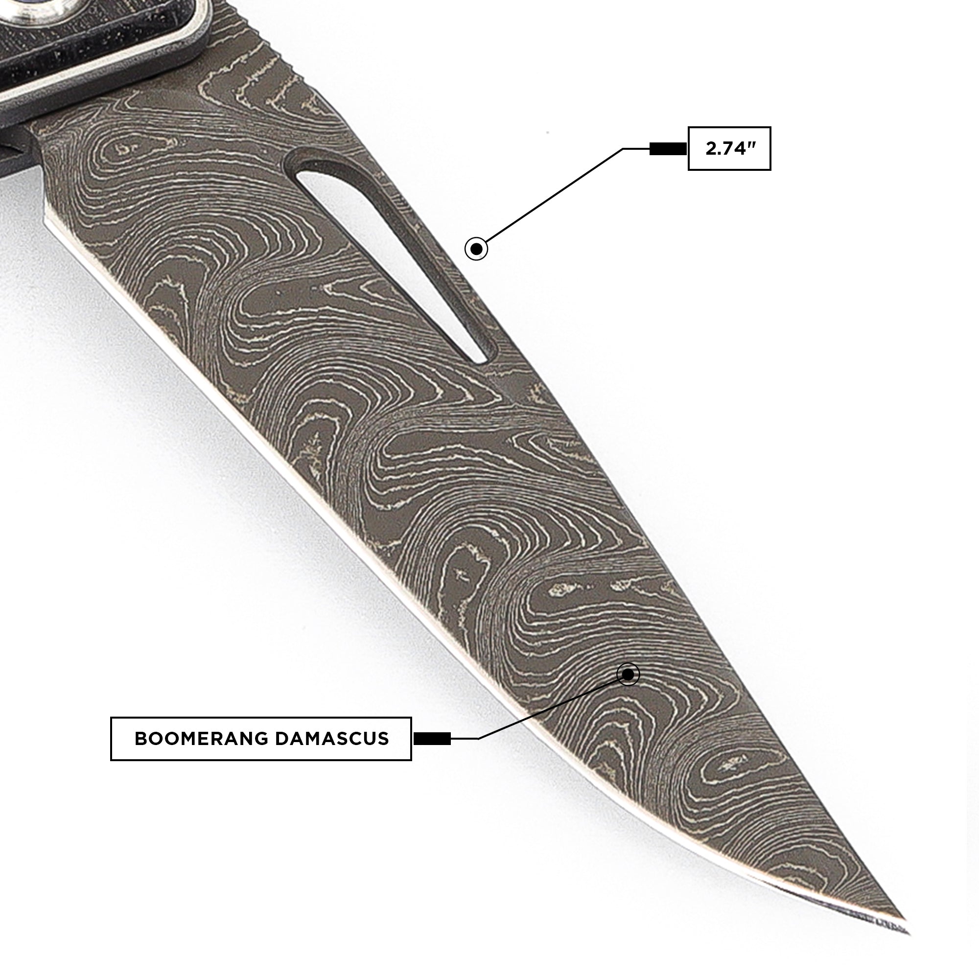 Chris Reeve Knives 2021 Mnandi Drop Point Boomerang Damascus Blade with Bog Oak Inlay - Left Handed Folding Pocket Knife for EDC, Camping & Outdoor Activities