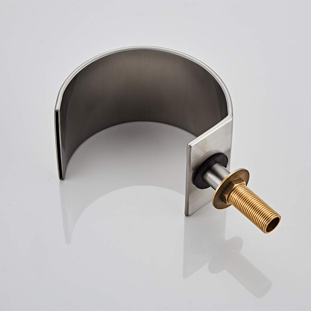 Wovier Brushed Nickel 8-16 Inch Waterfall Widespread Bathroom Sink Faucet - Two Handle Three Hole Lavatory Faucet with Basin Mixer Tap - Perfect for Modern Bathroom Vanities and Powder Rooms